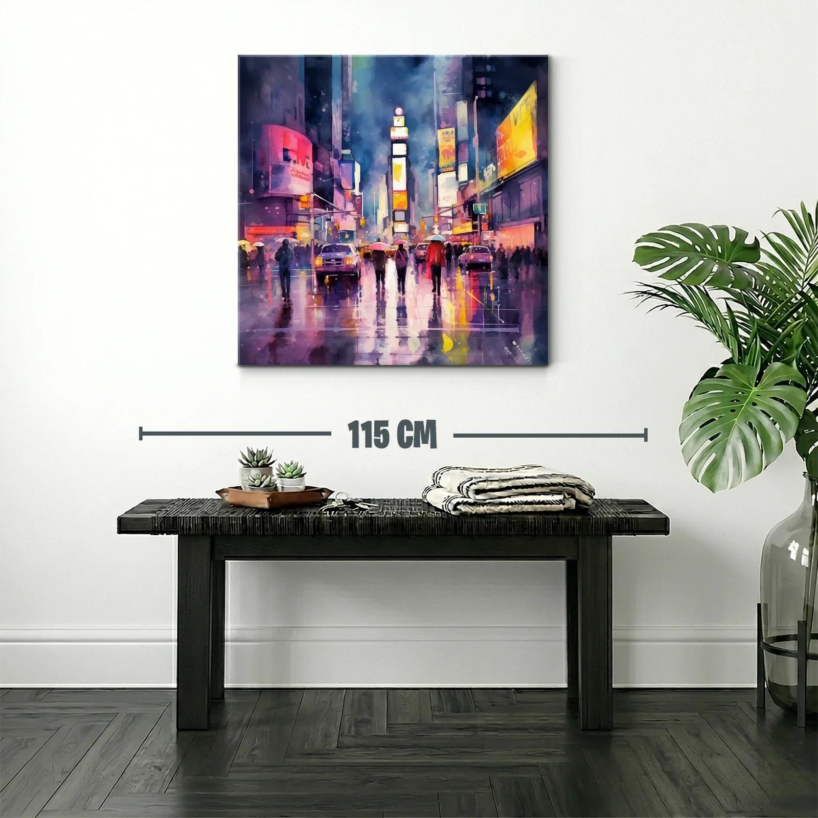 Atardecer lluvioso en ciudad moderna con luces vibrantes — miniatura 2