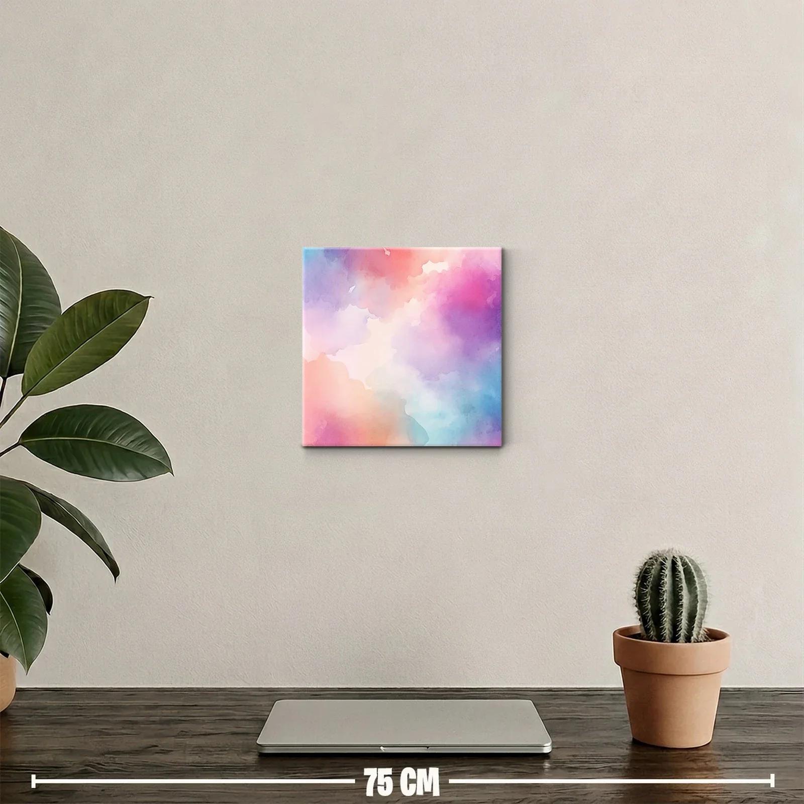 Cuadro abstracto con tonos pastel y efecto acuarela — miniatura 2