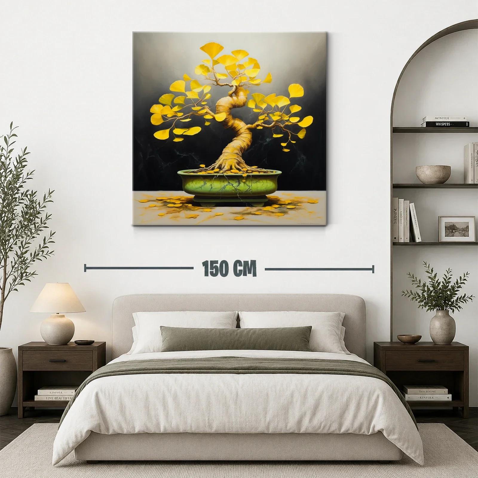 Árbol de Ginkgo con hojas doradas y maceta verde — miniatura 3