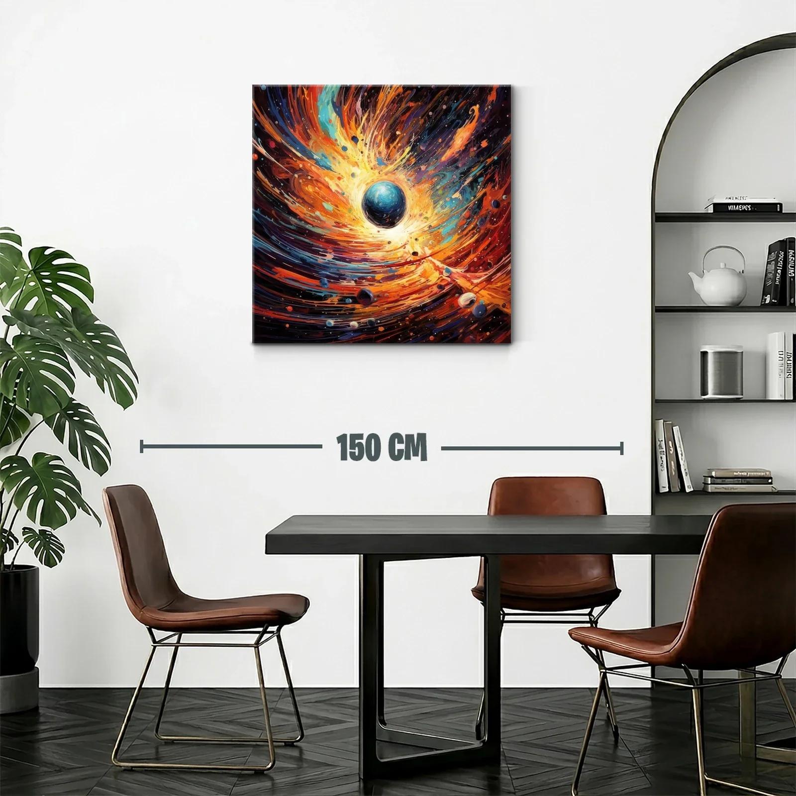 Explosión cósmica con planeta azul y remolinos de luz — miniatura 2