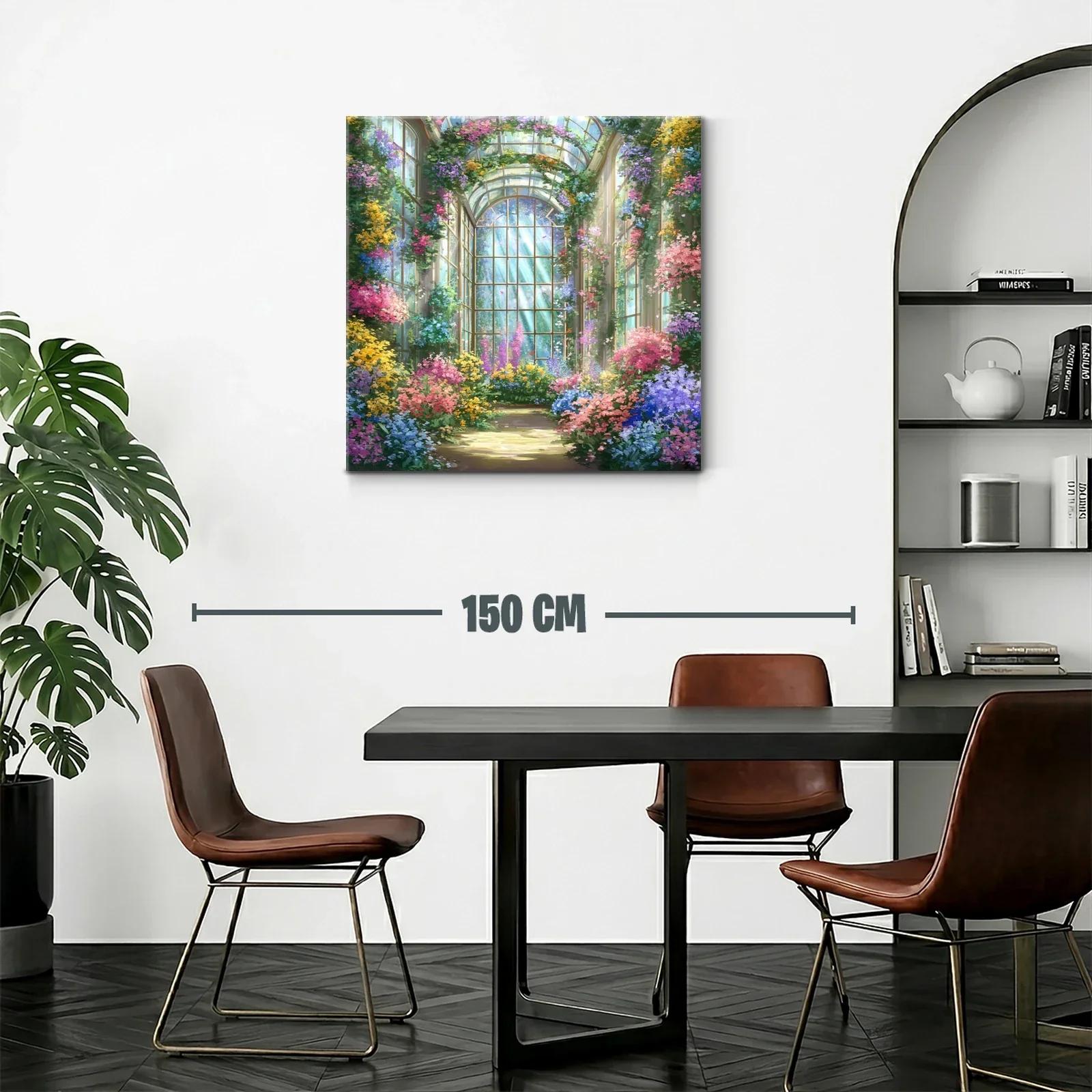 Jardín de flores en invernadero con luz brillante — miniatura 2