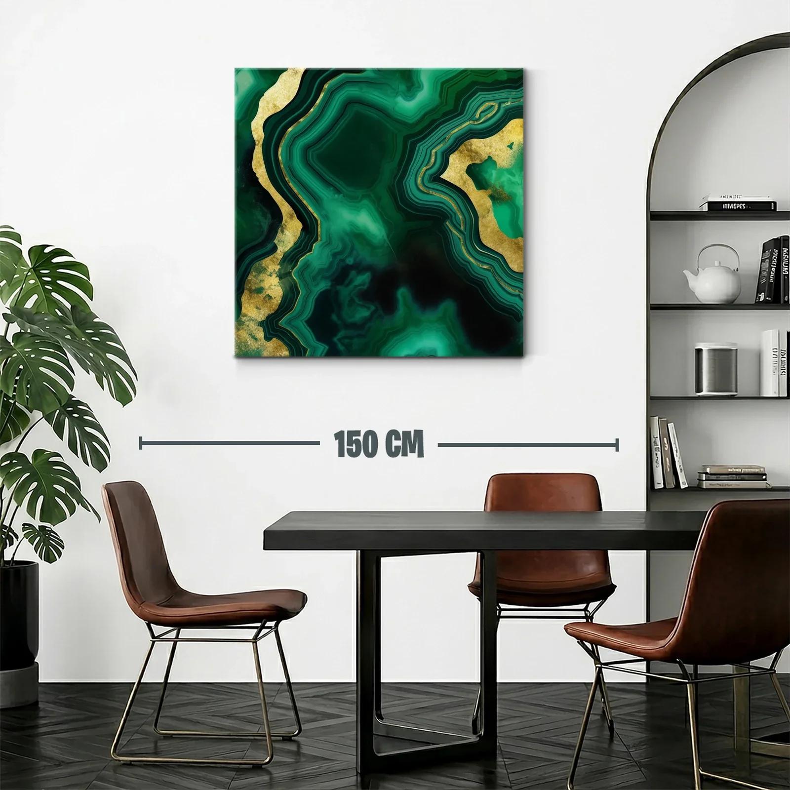 Arte Abstracto en Verde Esmeralda con Destellos Dorados — miniatura 2