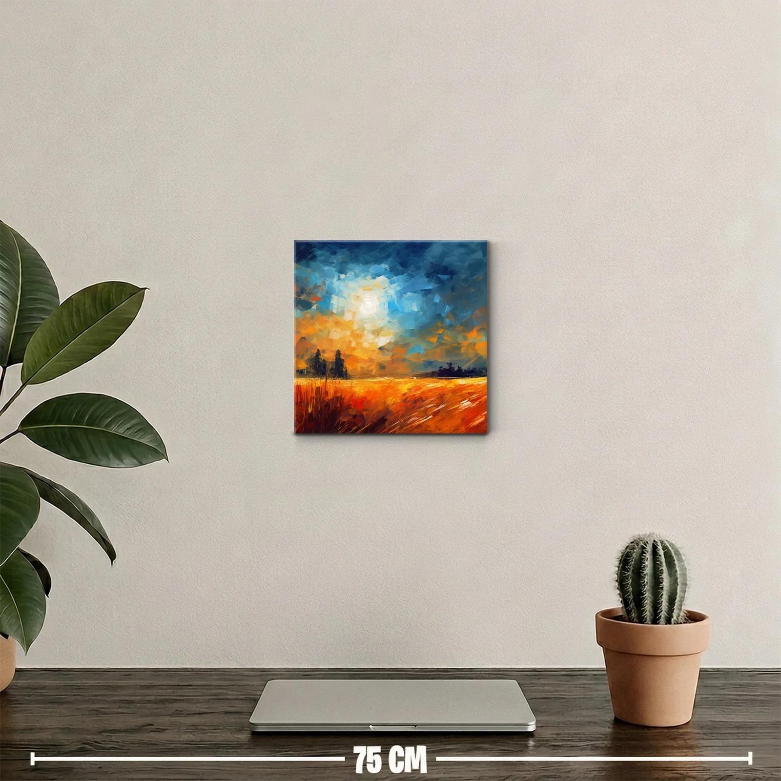 Paisaje abstracto de campo dorado al atardecer — miniatura 2