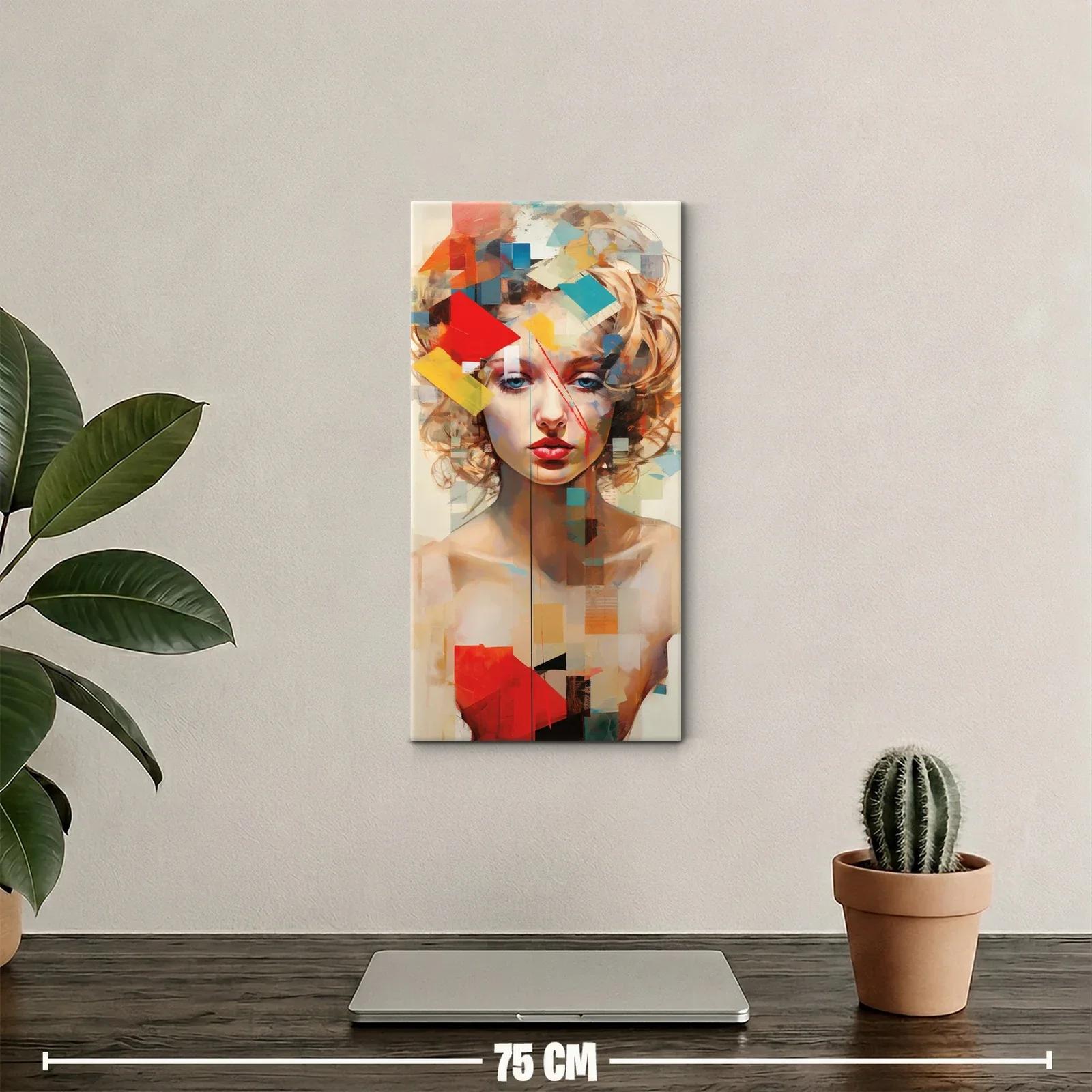 Cuadro retrato de mujer de cabello rizado con efecto fragmentado — miniatura 2