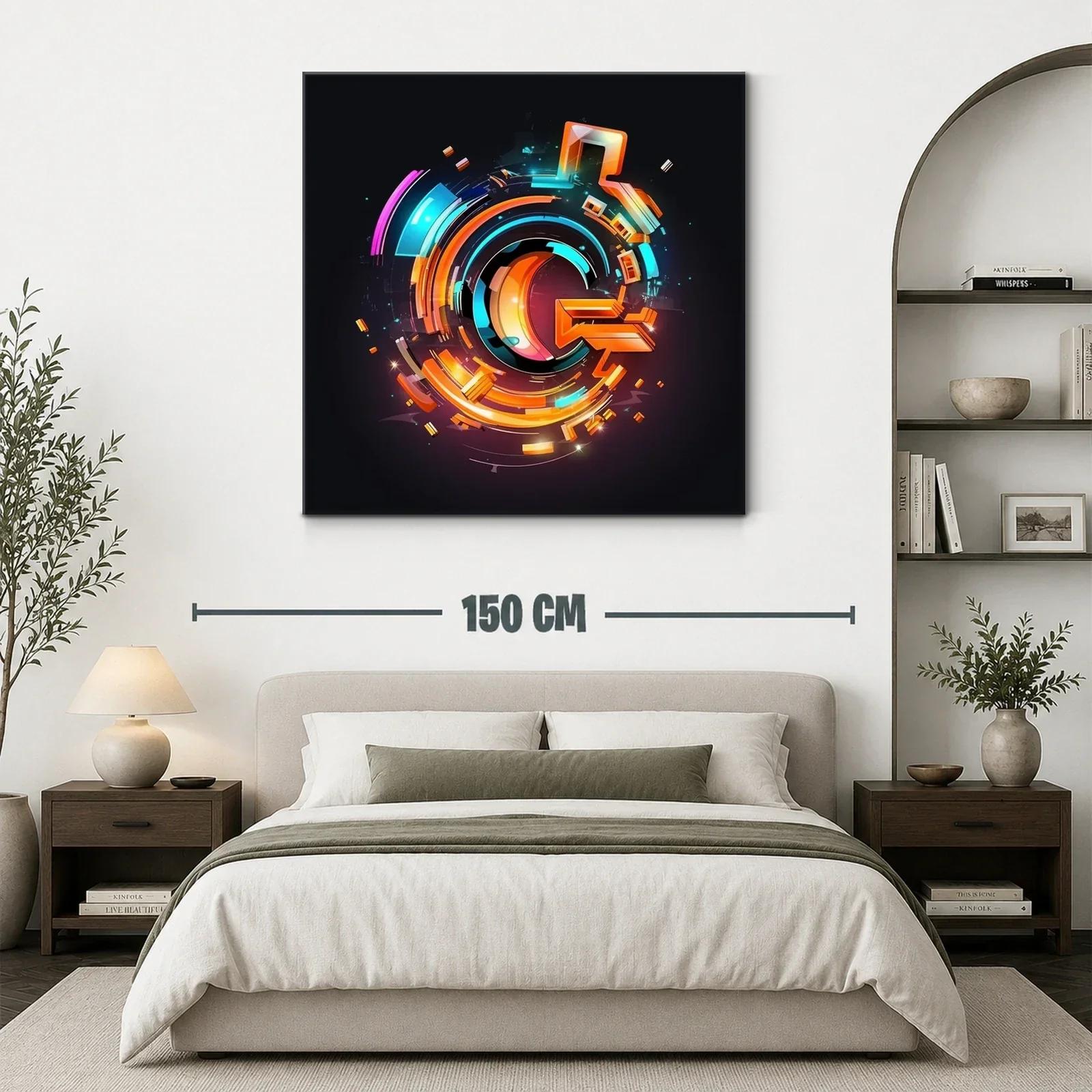 Composición abstracta dinámica en tonos cálidos y fríos vivos — miniatura 3