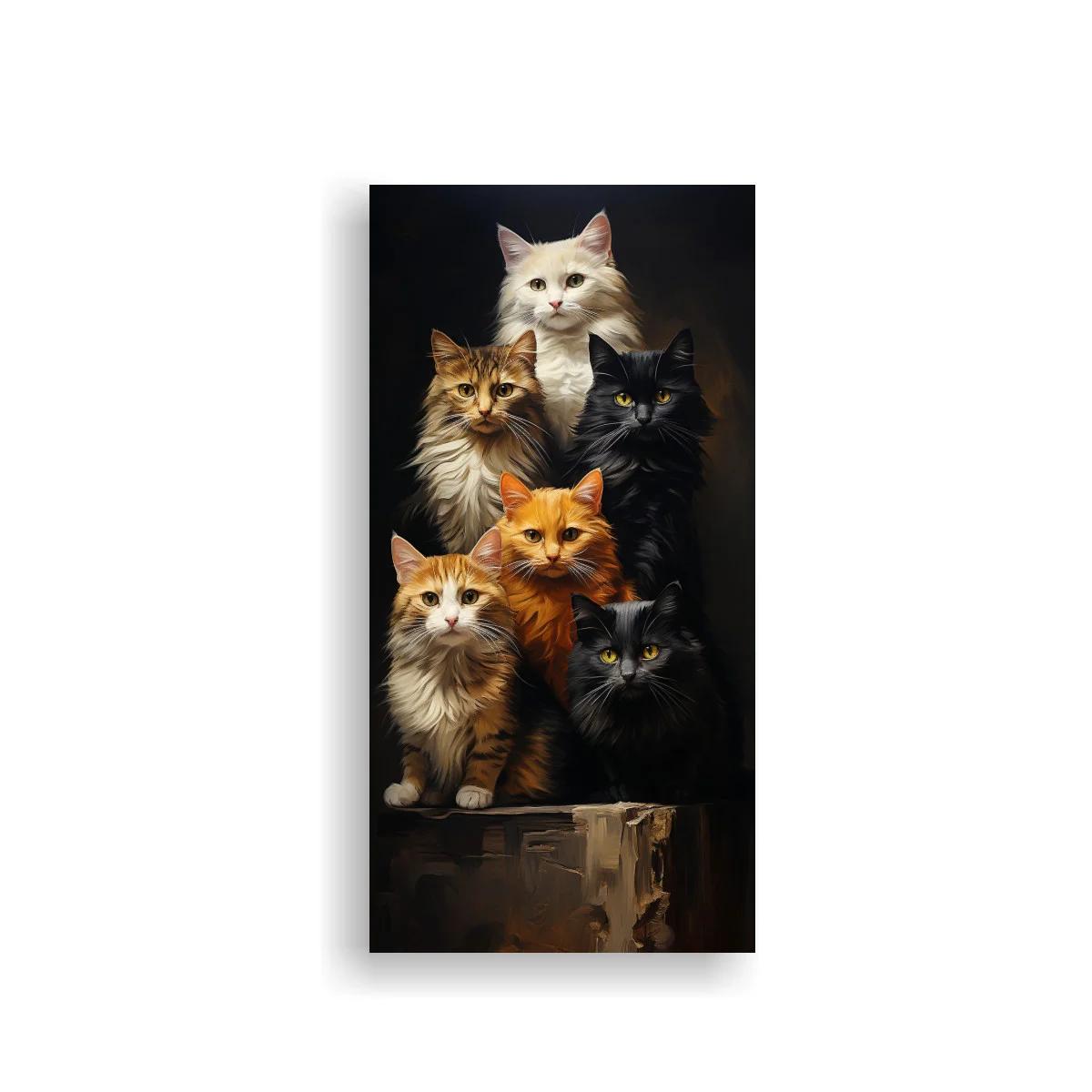 Cuadro grupo de gatos de pelo largo apilados sobre una base — imagen principal
