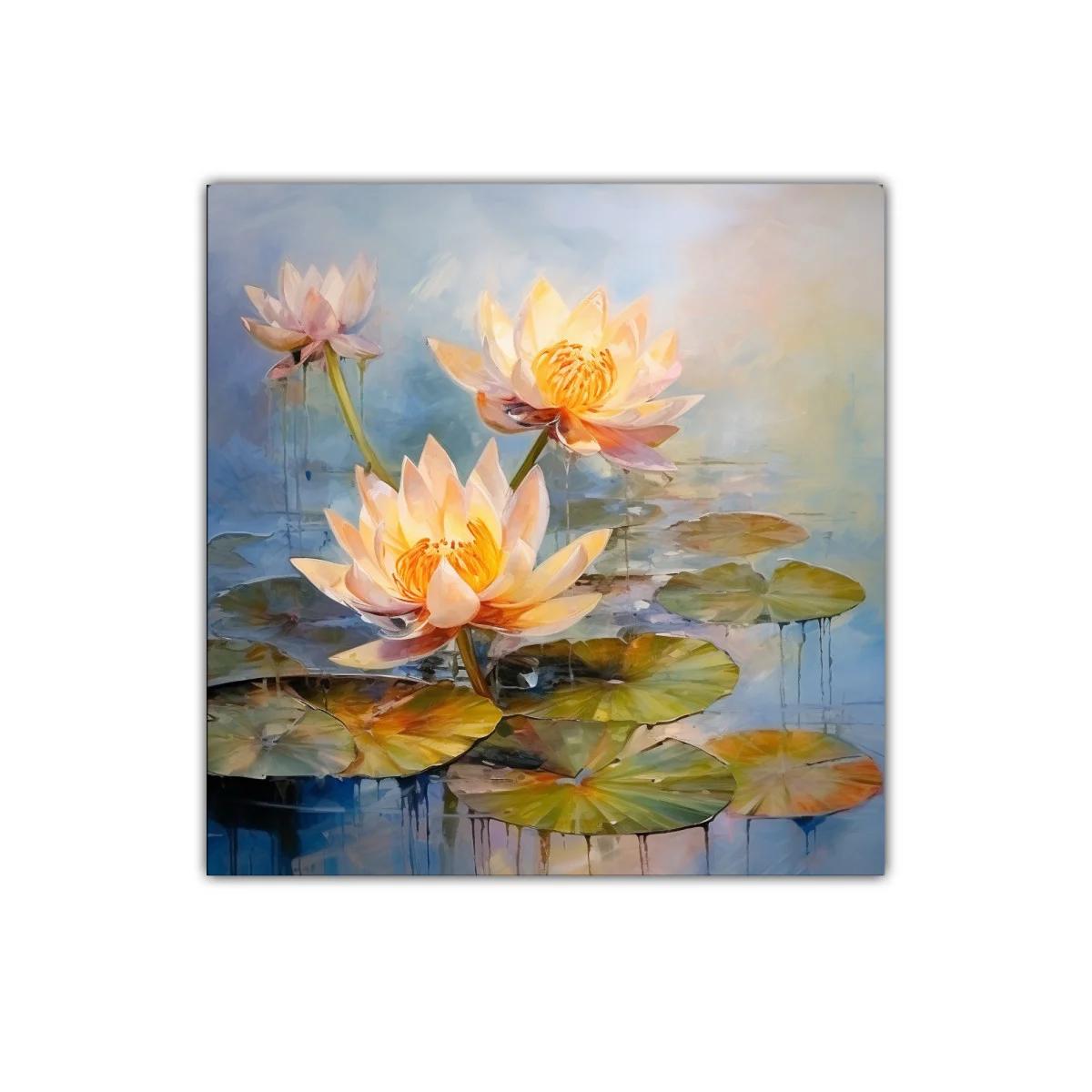 Flores de loto en calma agua serena y luz dorada — imagen principal