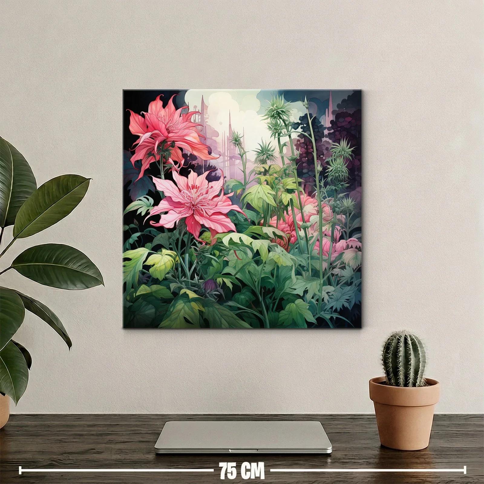 Jardín onírico con flores rosas y follaje exuberante — miniatura 2