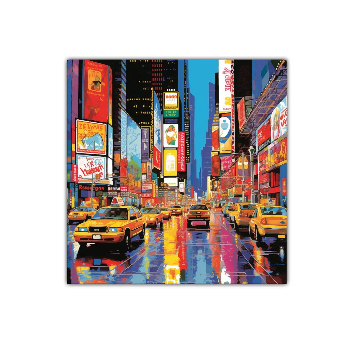 Atardecer vibrante en la ciudad llena de taxis amarillos — imagen principal