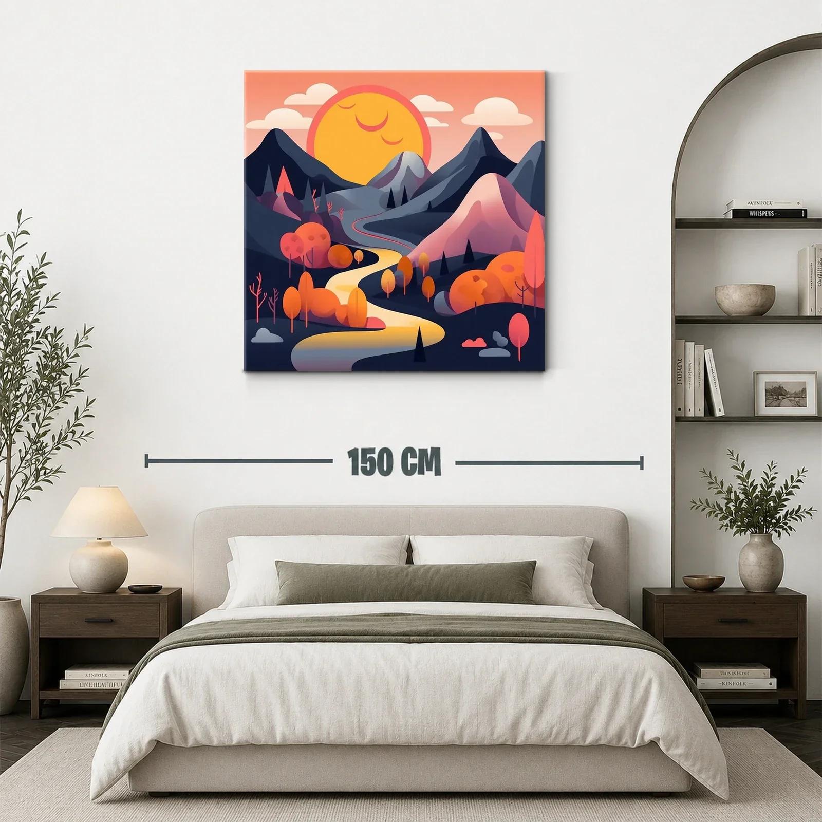 Paisaje sereno con camino y sol radiante al atardecer — miniatura 3