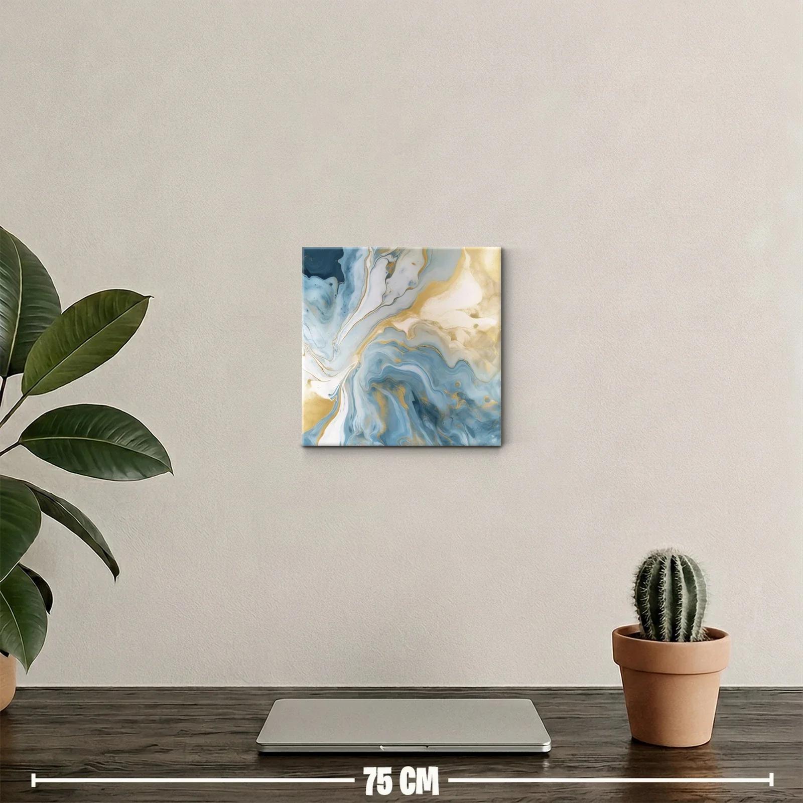 Cuadro abstracto en tonos azul y dorado para decoración elegante — miniatura 2