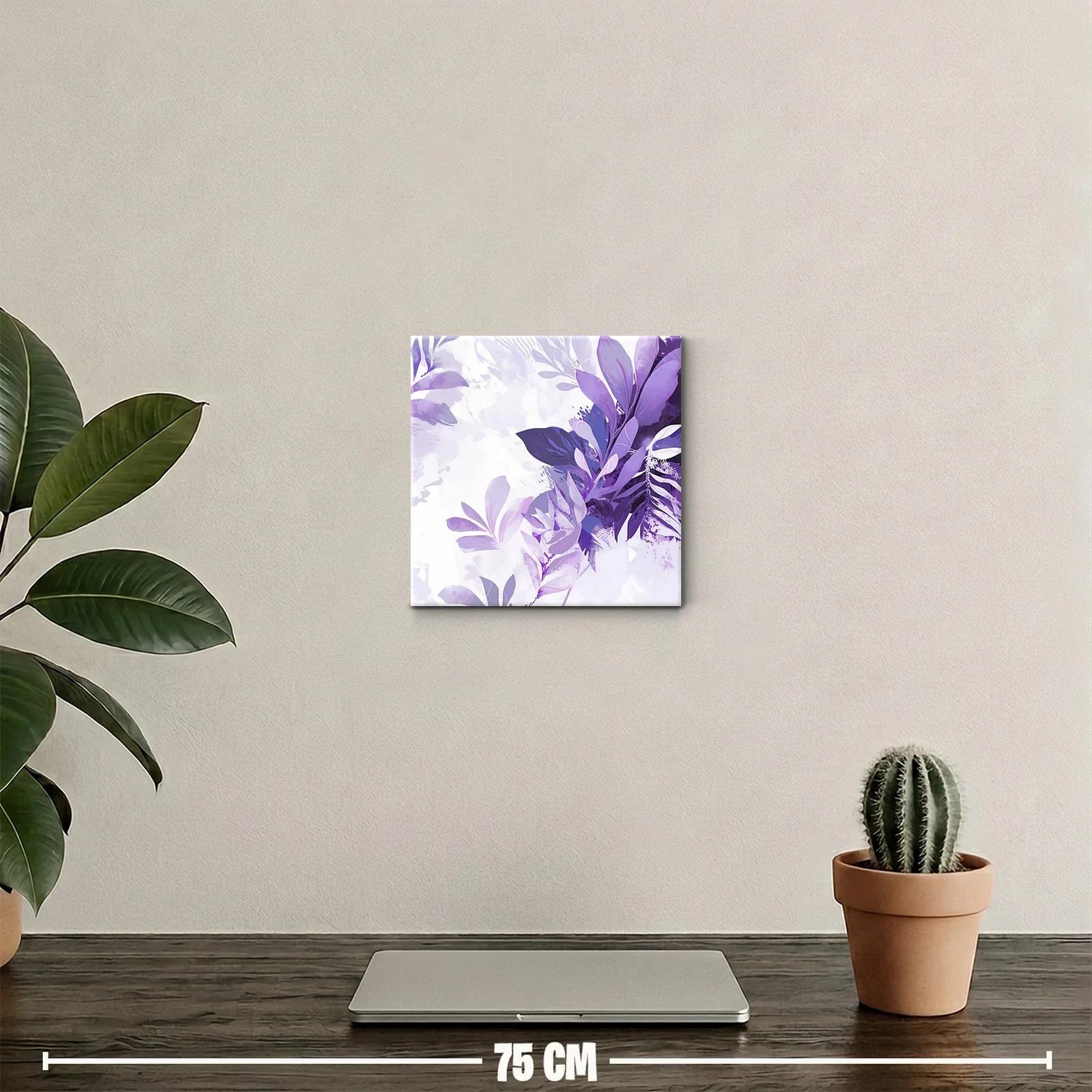 Cuadro Decorativo con Hojas en Tonos Morados y Lilas — miniatura 2