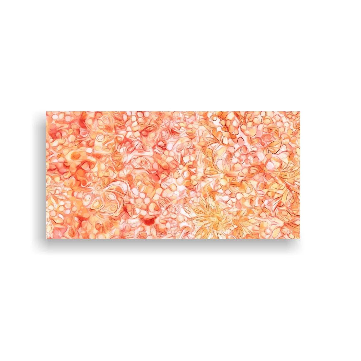 Cuadro flores rosadas y coral con líneas finas