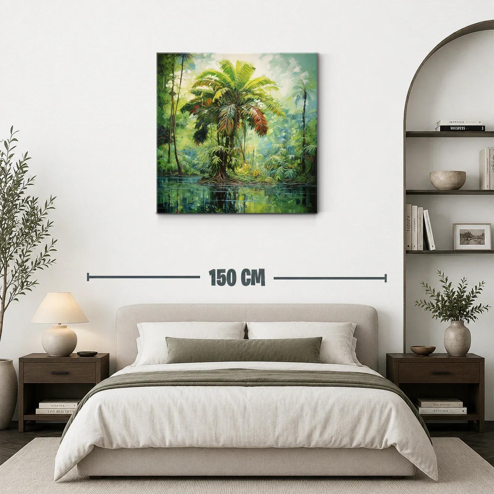 Exuberante paisaje tropical con palmera vibrante y reflejos — miniatura 3
