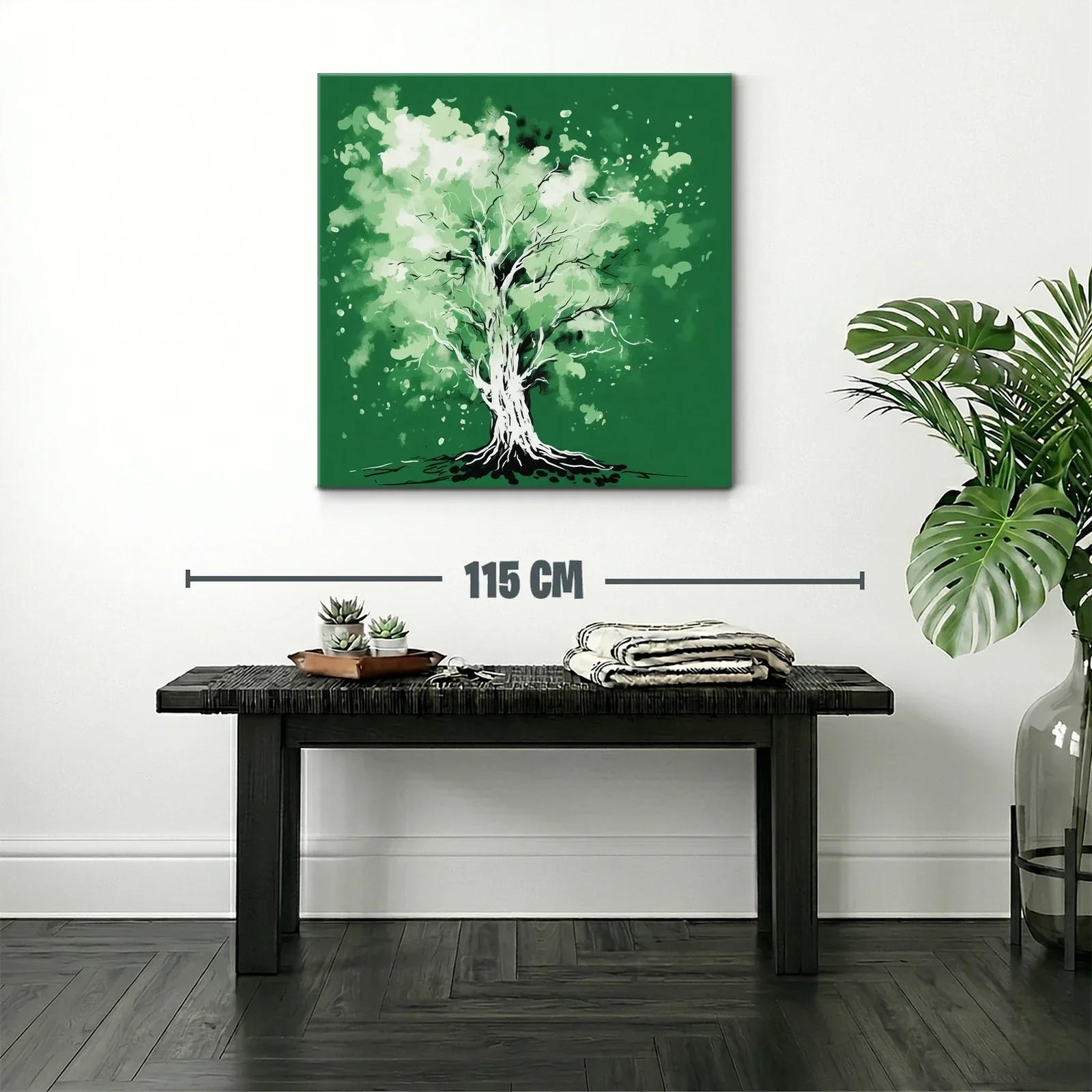 Árbol verde con estilo acuarela y toque artístico — miniatura 2