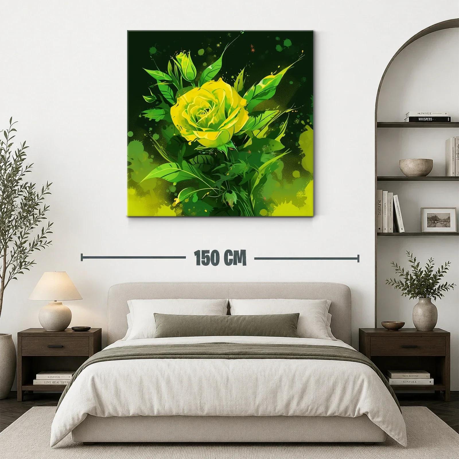 Rosa amarilla vibrante sobre fondo verde intenso — miniatura 3
