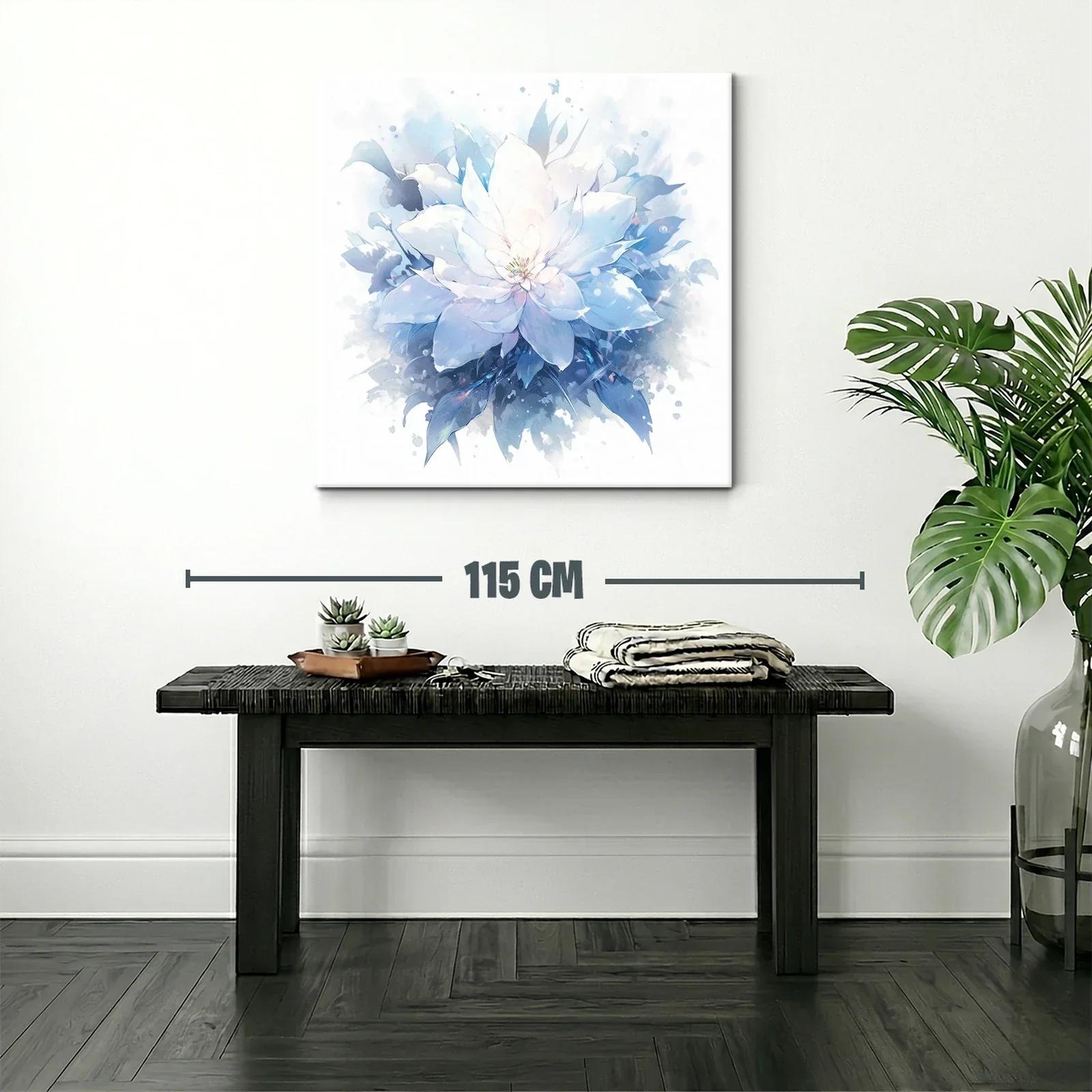 Flor blanca luminosa con tonos azules y ambiente etéreo — miniatura 2