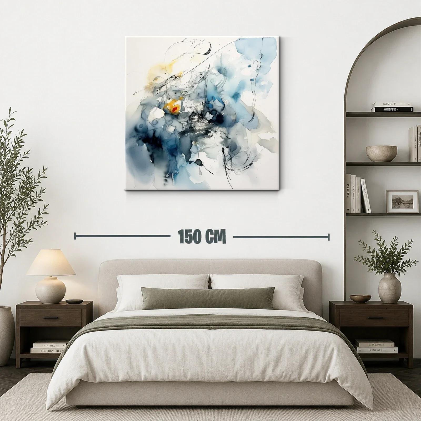 Arte abstracto con tonos azules y detalles en amarillo — miniatura 3