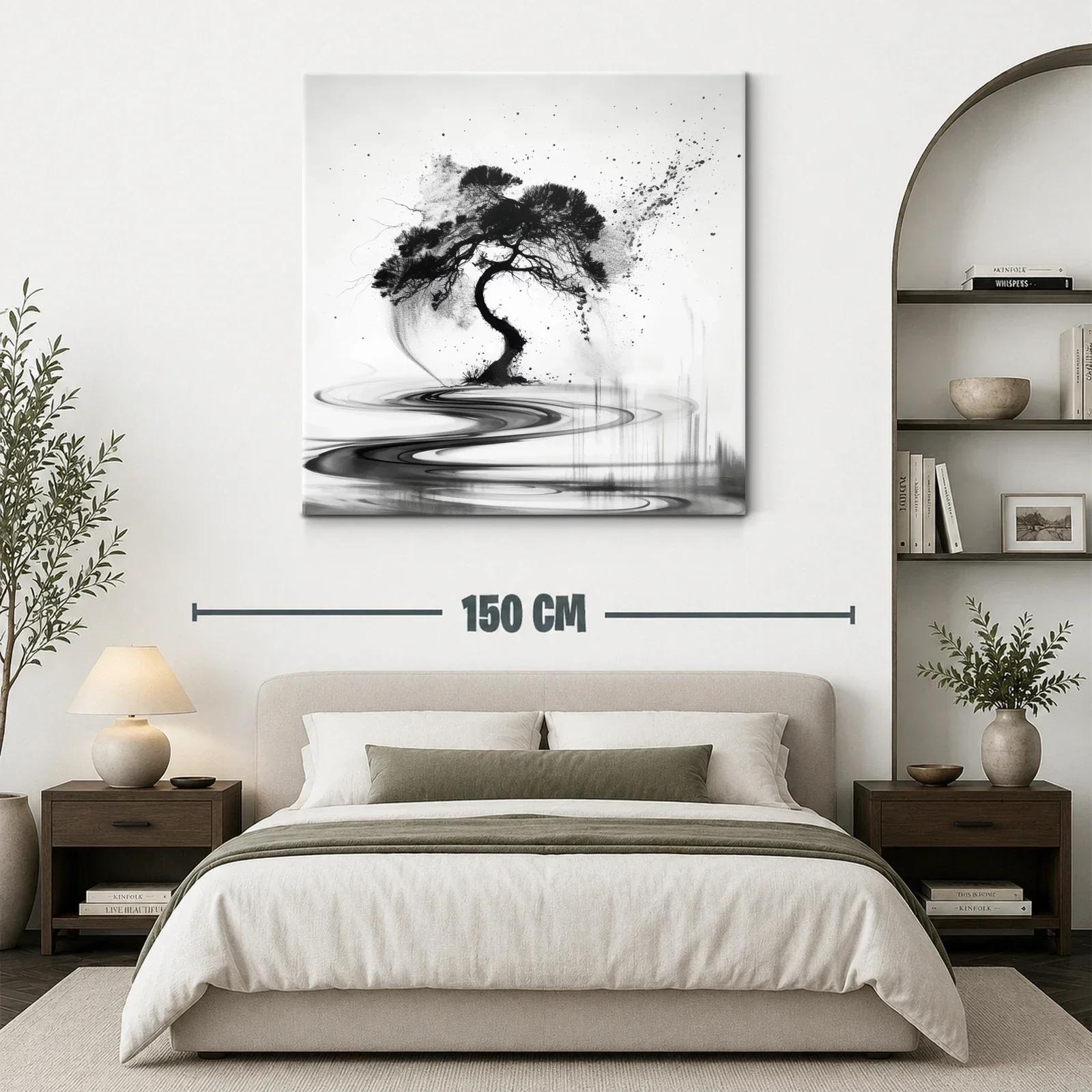 Árbol abstracto en blanco y negro con movimiento fluido — miniatura 3
