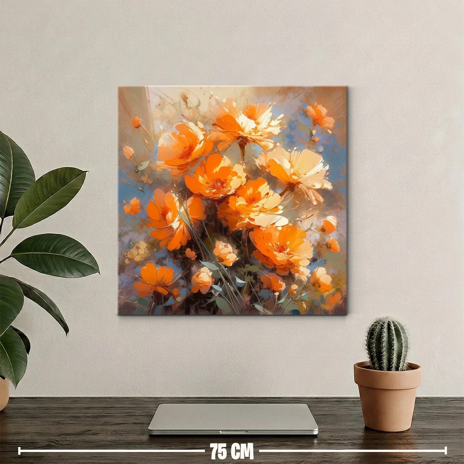 Ramo vibrante de flores naranjas y crema en tonos cálidos — miniatura 2