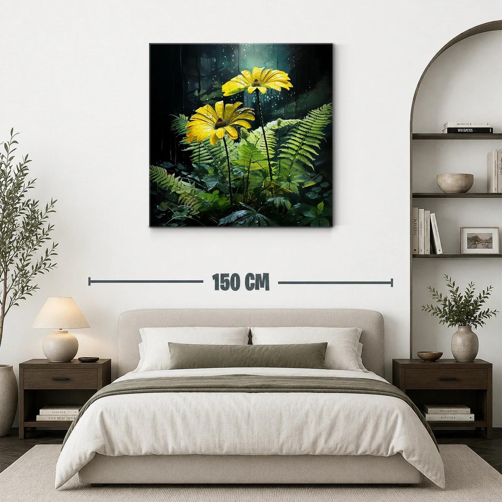 Flores Amarillas Luminosas entre Helechos Verdes — miniatura 3