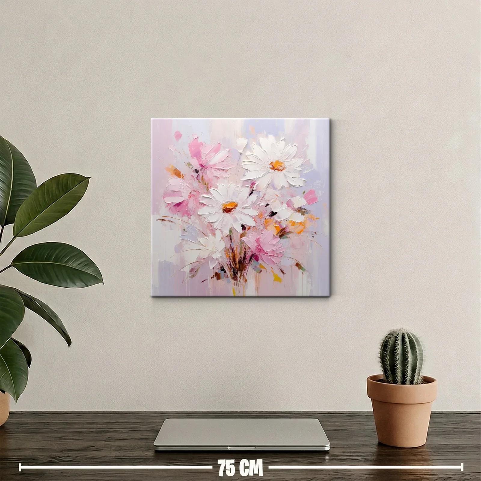 Cuadro floral con margaritas en tonos suaves y delicados — miniatura 2