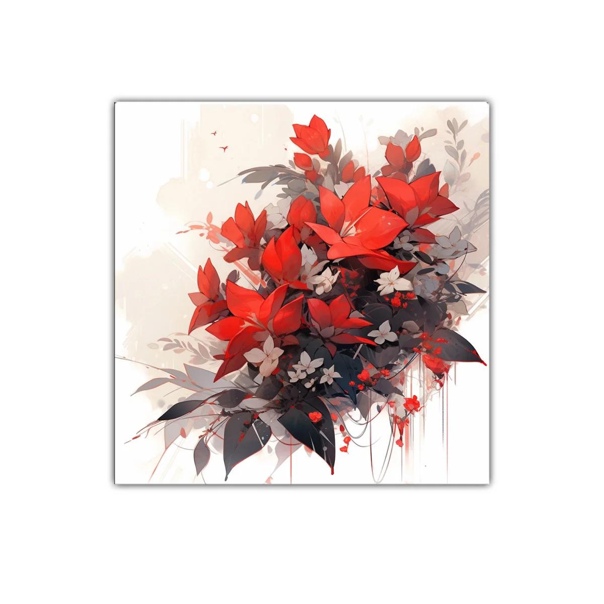 Ramo vibrante de flores rojas con toque moderno