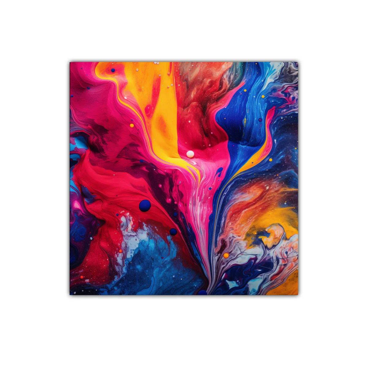 Cuadro abstracto con explosión de colores vibrantes y dinámicos