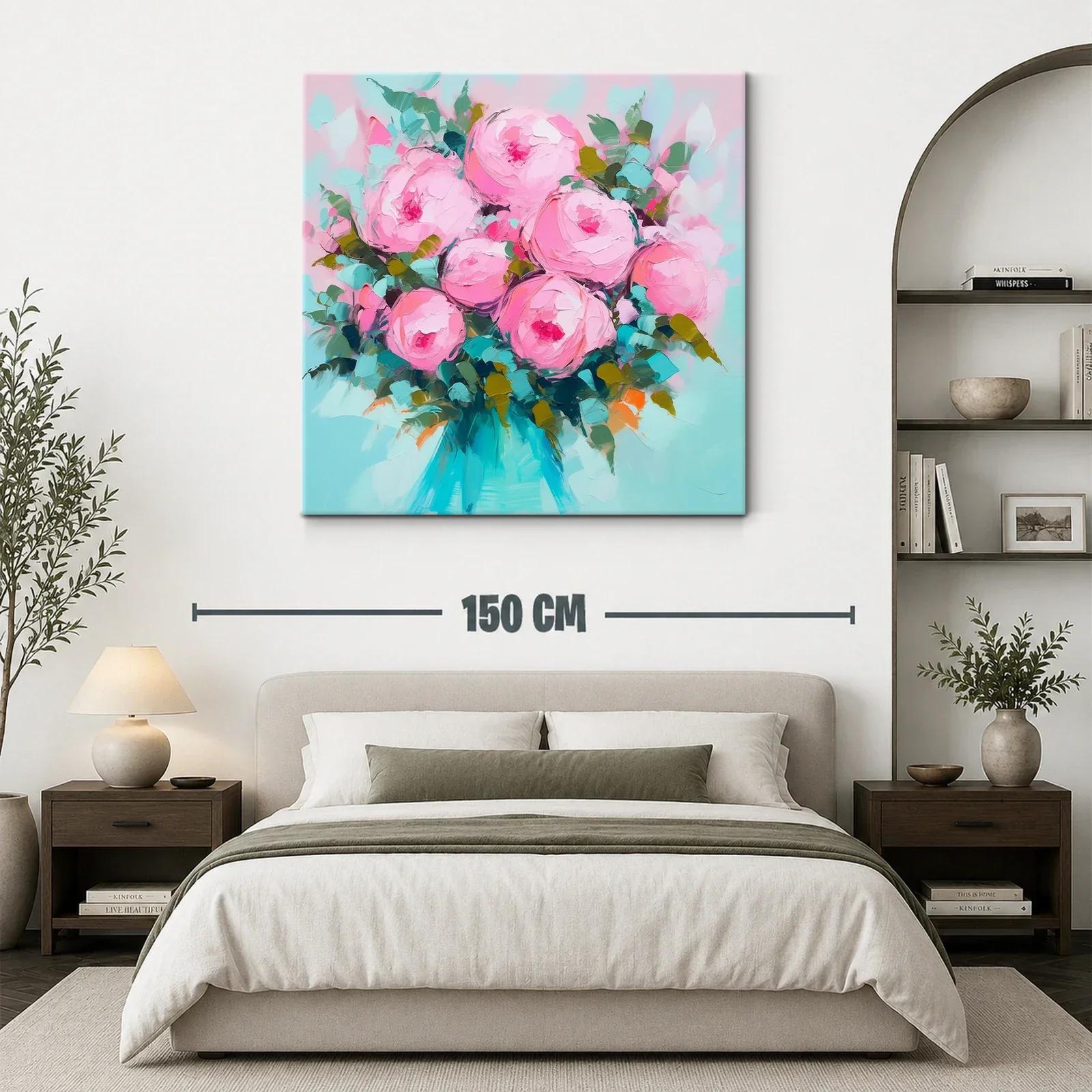 Ramo de rosas rosas vibrantes con follaje fresco — miniatura 3