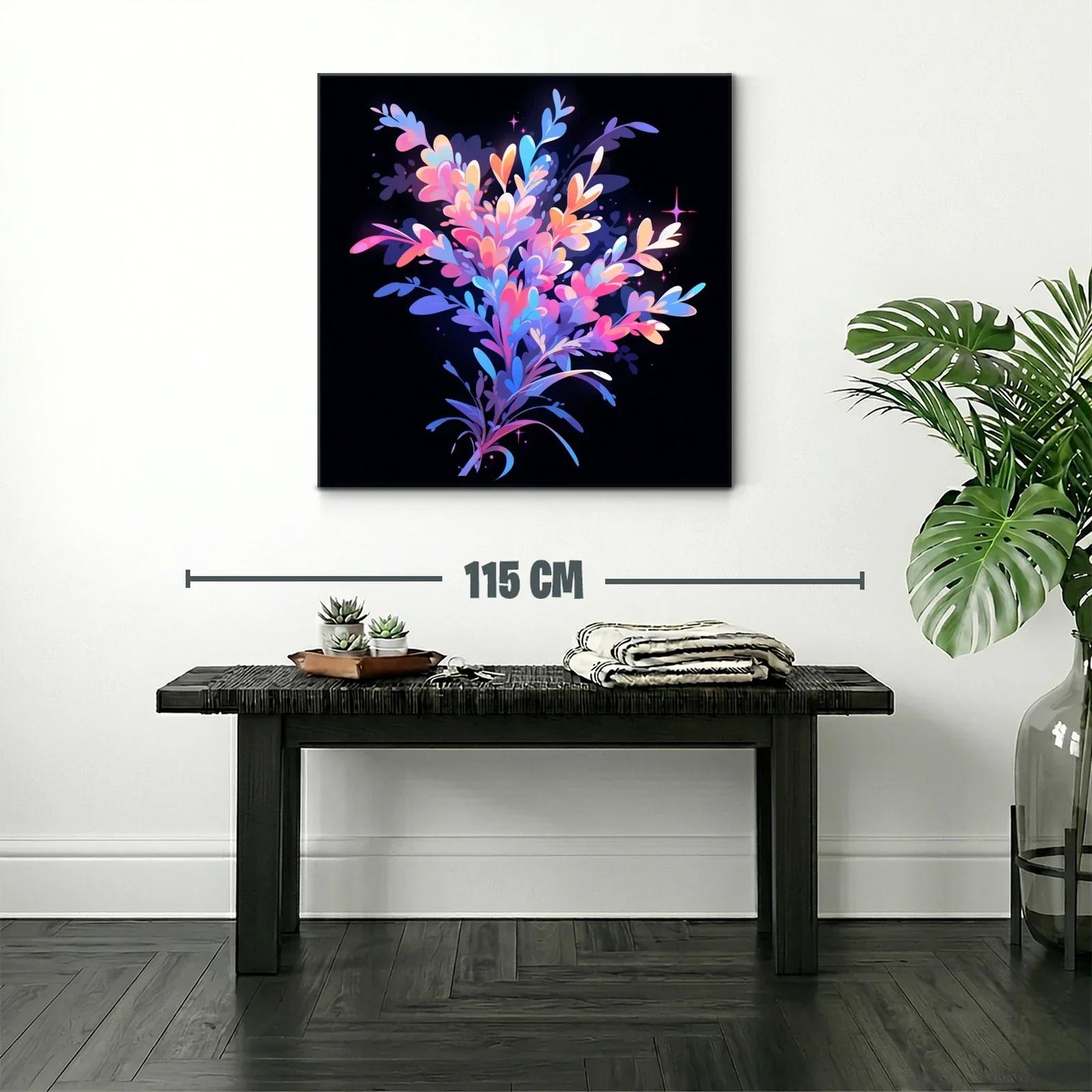 Cuadro abstracto en tonos rosas y azules vibrantes — miniatura 2