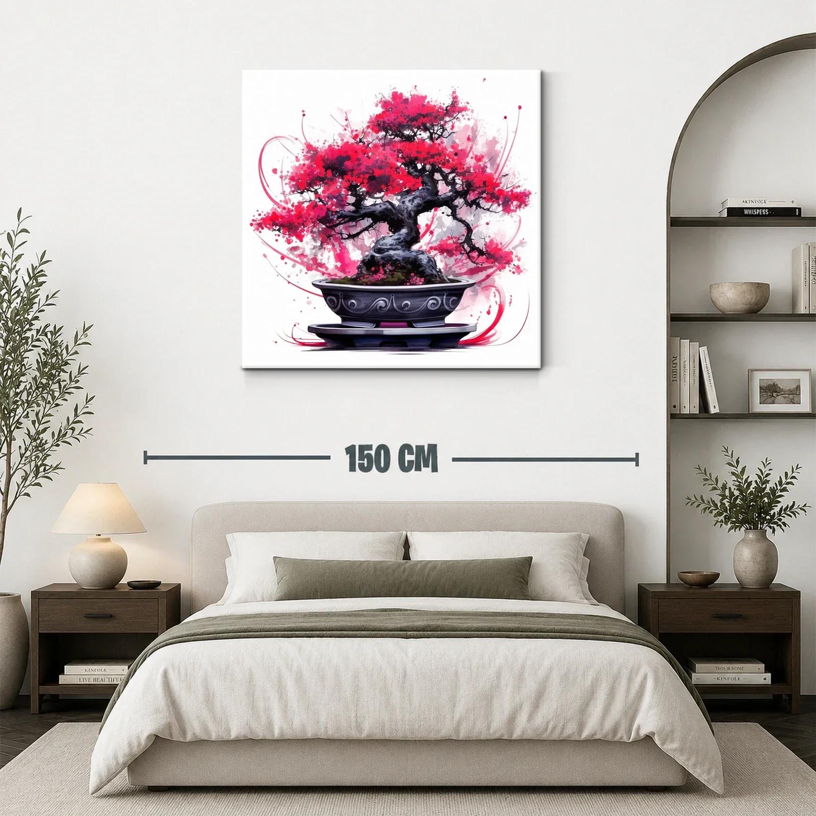Bonsái con Flores Rojas en Estilo Artístico Vivo — miniatura 3