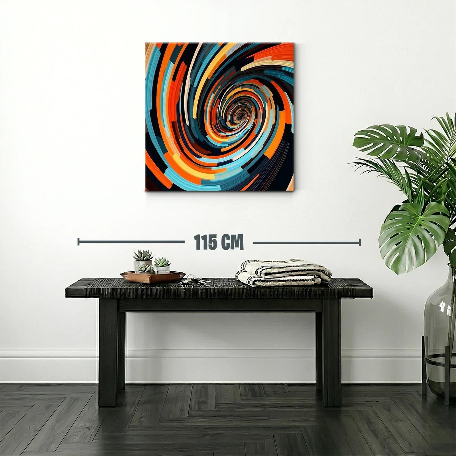 Cuadro abstracto en espiral con vibrantes tonos cálidos y fríos — miniatura 2