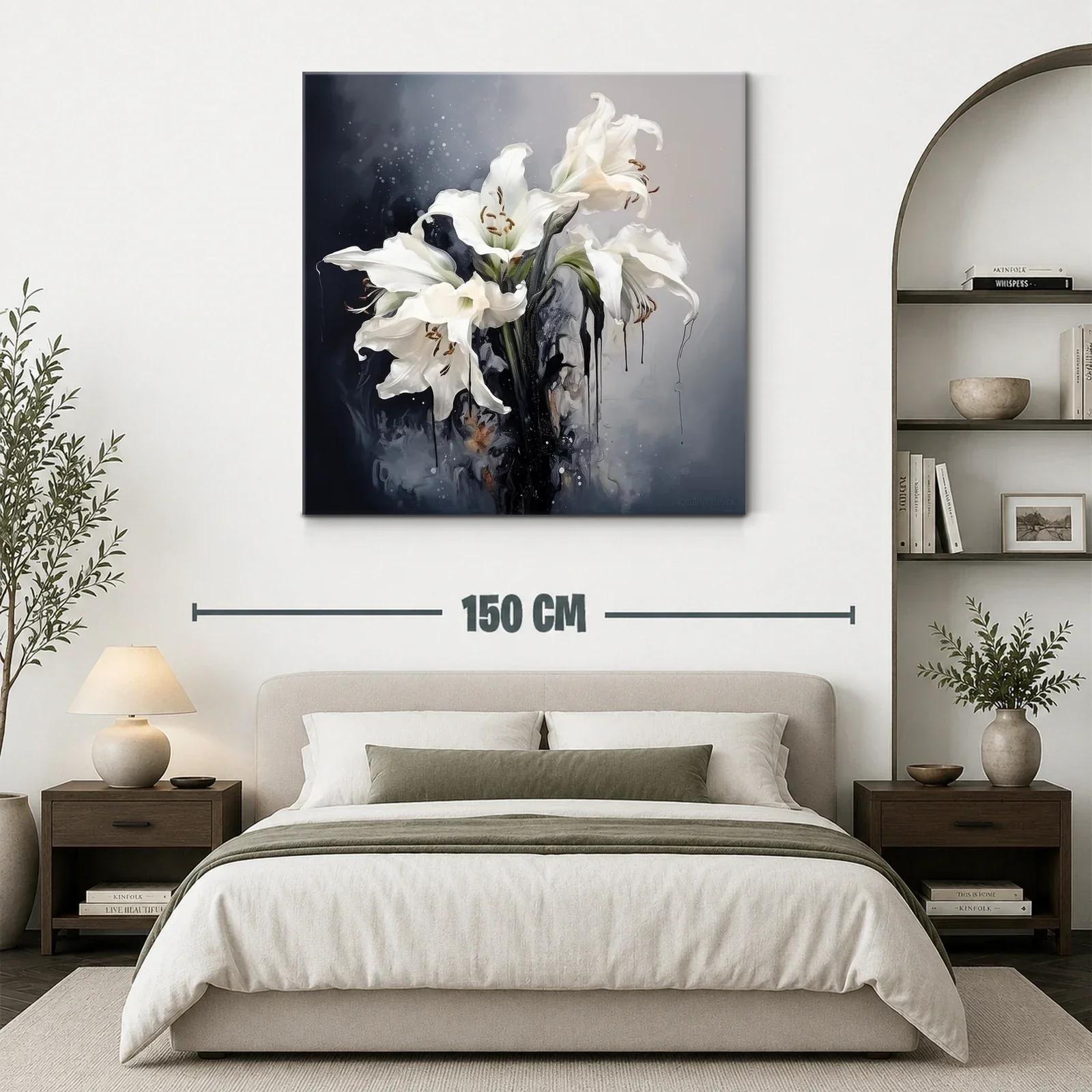 Cuadro flores blancas con fondo difuminado oscuro y claro — miniatura 3
