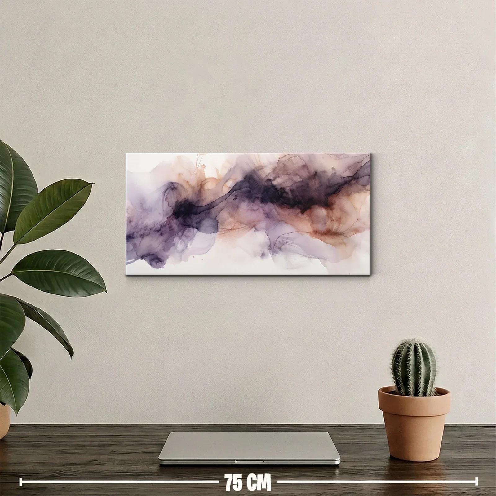 Cuadro nube de tinta violeta y marrón en franja vaporosa — miniatura 2