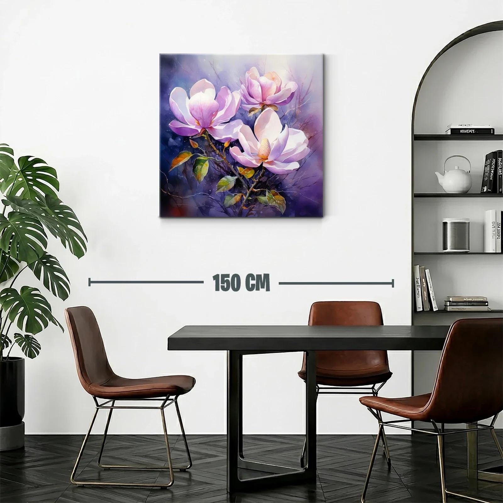 Cuadro con flores de magnolia en tonos lilas y verdes — miniatura 2