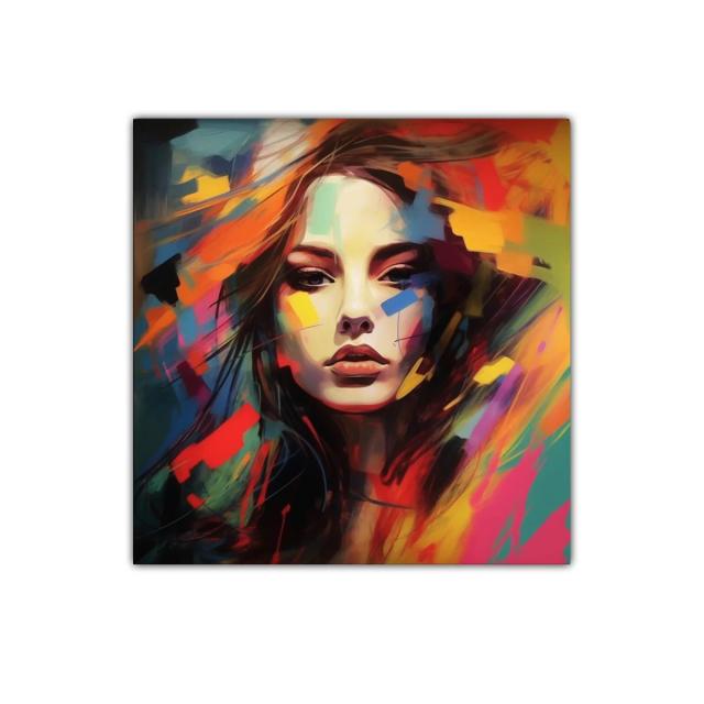 Retrato femenino vibrante con explosión de color
