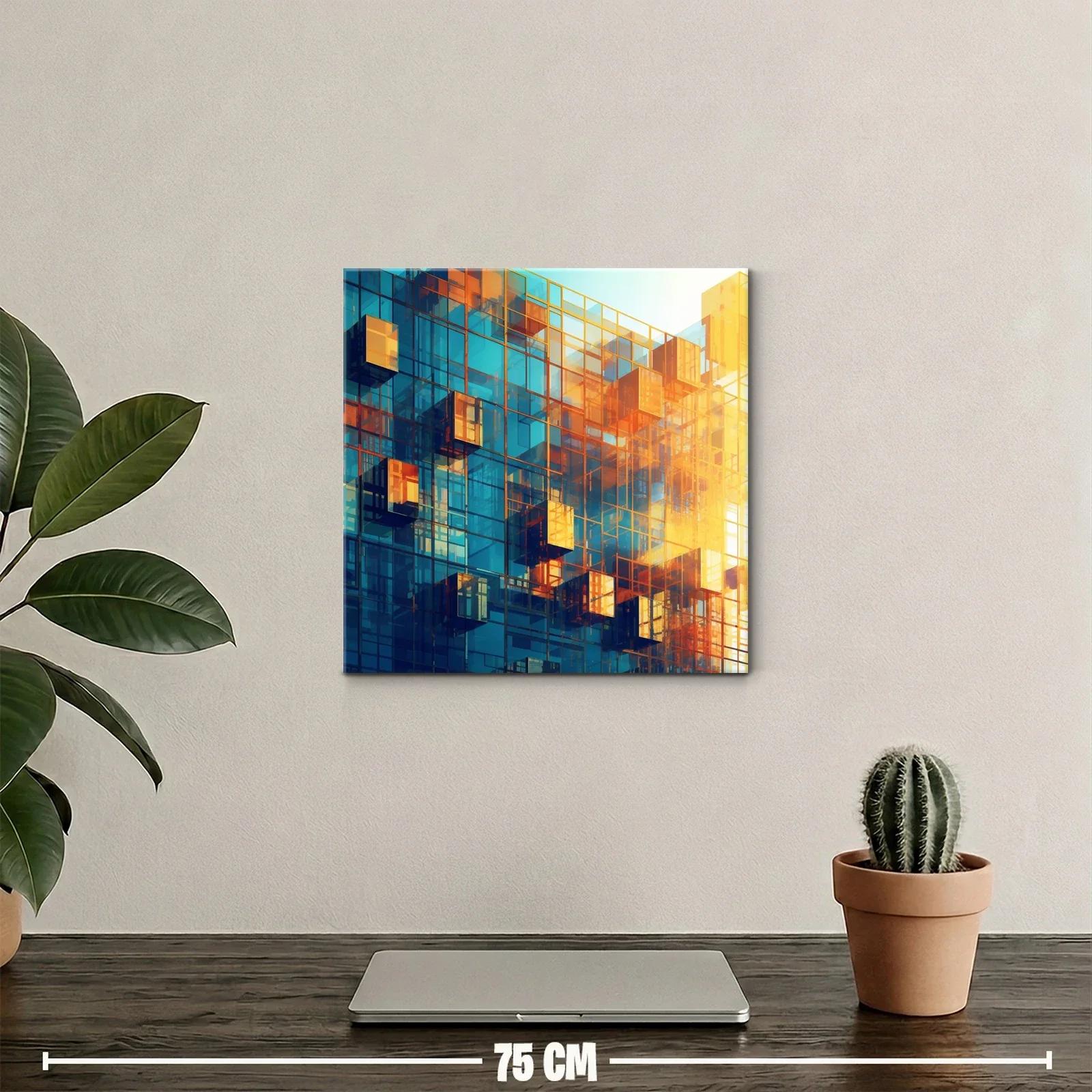 Composición arquitectónica en azul y naranja vibrante — miniatura 2
