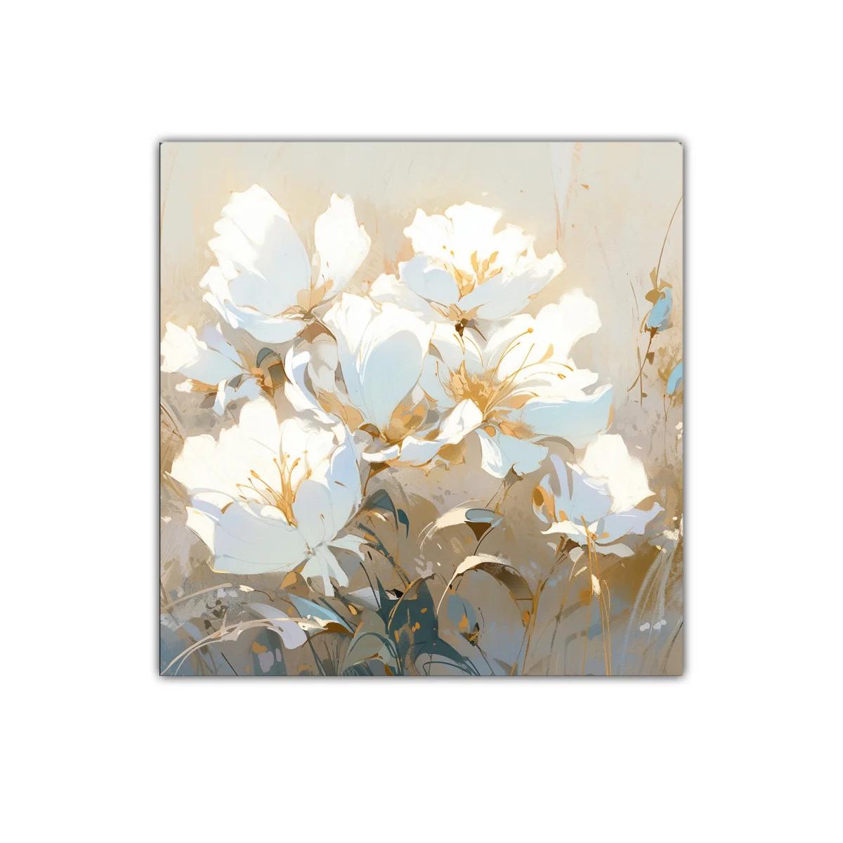 Cuadro decorativo flores blancas con tonalidades suaves y cálidas — imagen principal