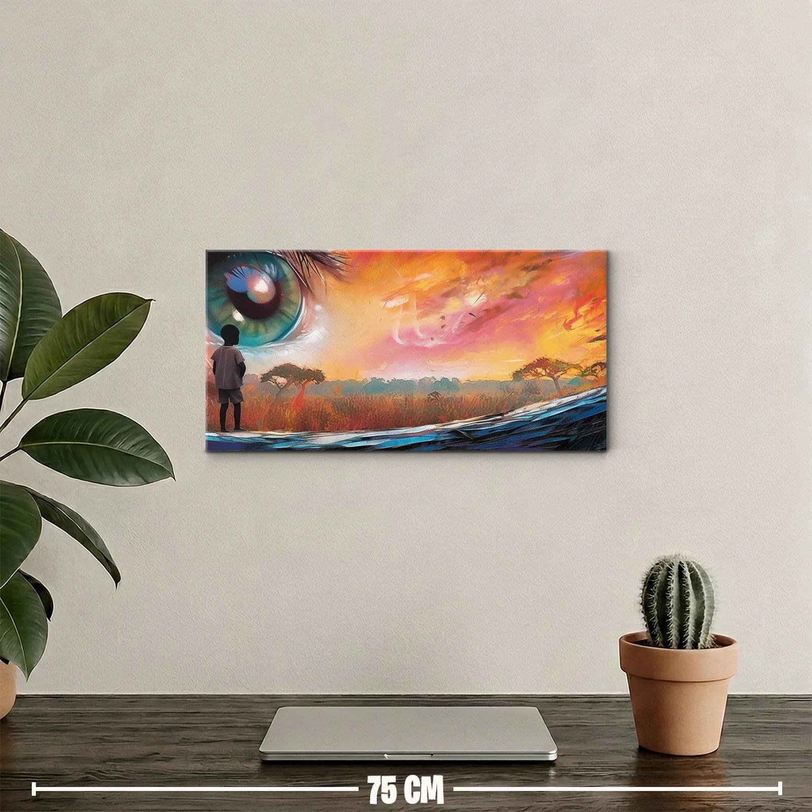 Cuadro ojo surrealista con horizonte de sabana — miniatura 2