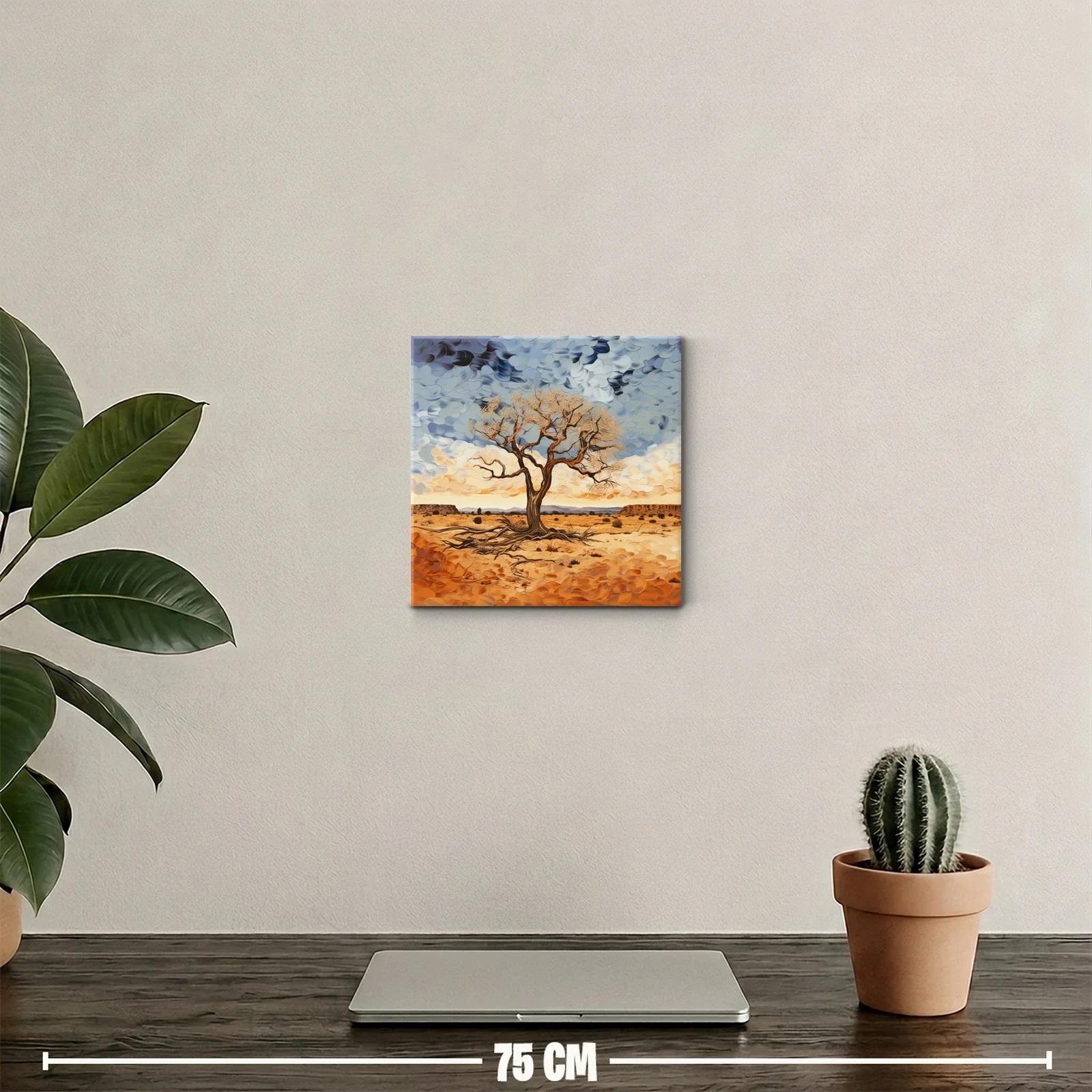 Árbol solitario en paisaje desértico con cielo dramático — miniatura 2