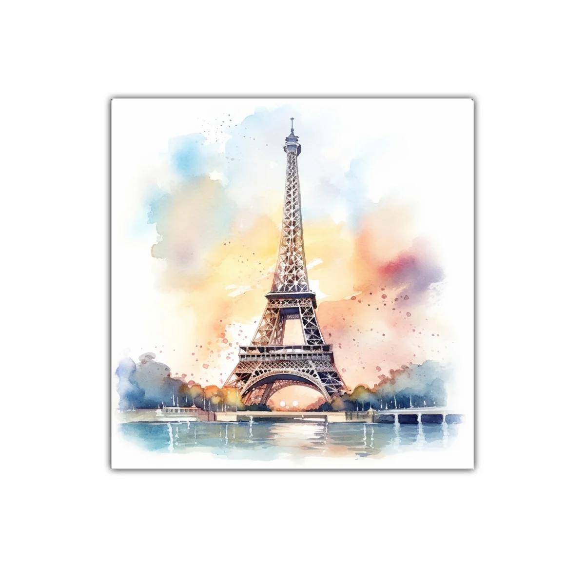 Cuadro Torre Eiffel en Acuarela con Tonos Suaves y Cálidos — imagen principal