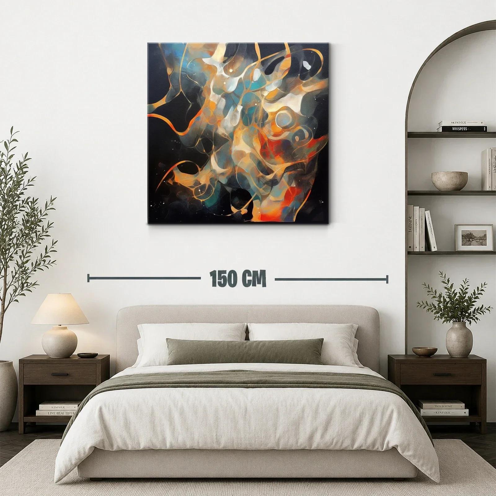 Cuadro abstracto con formas fluidas y tonos vibrantes — miniatura 3