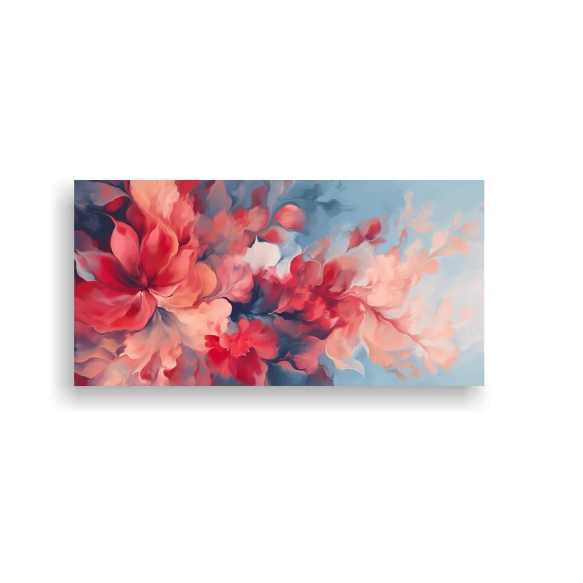 Cuadro flores rosas y coral con fondo etéreo