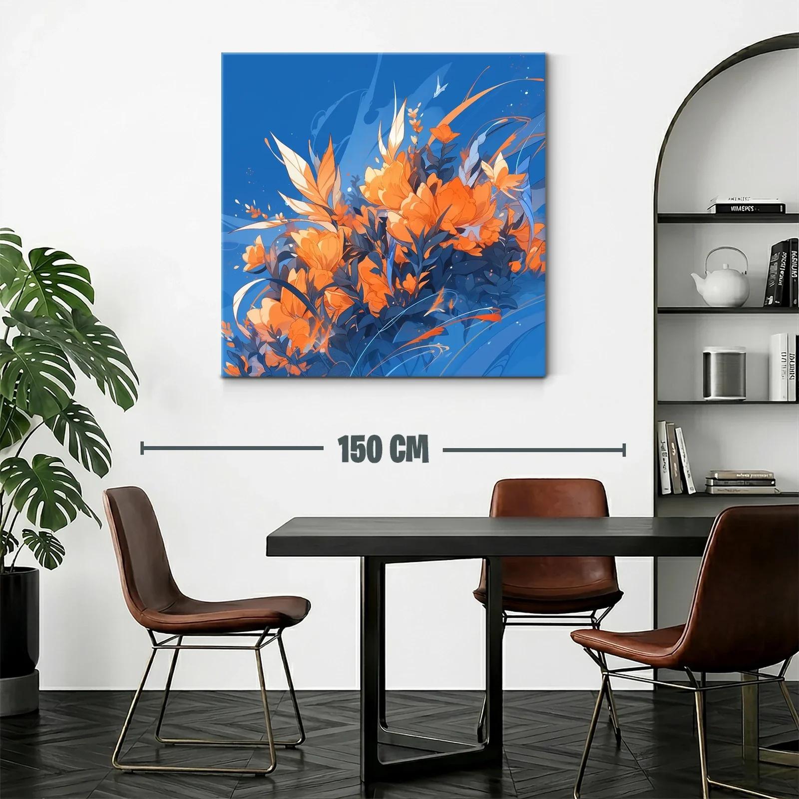 Composición floral vibrante en tonos naranjas y azules — miniatura 2