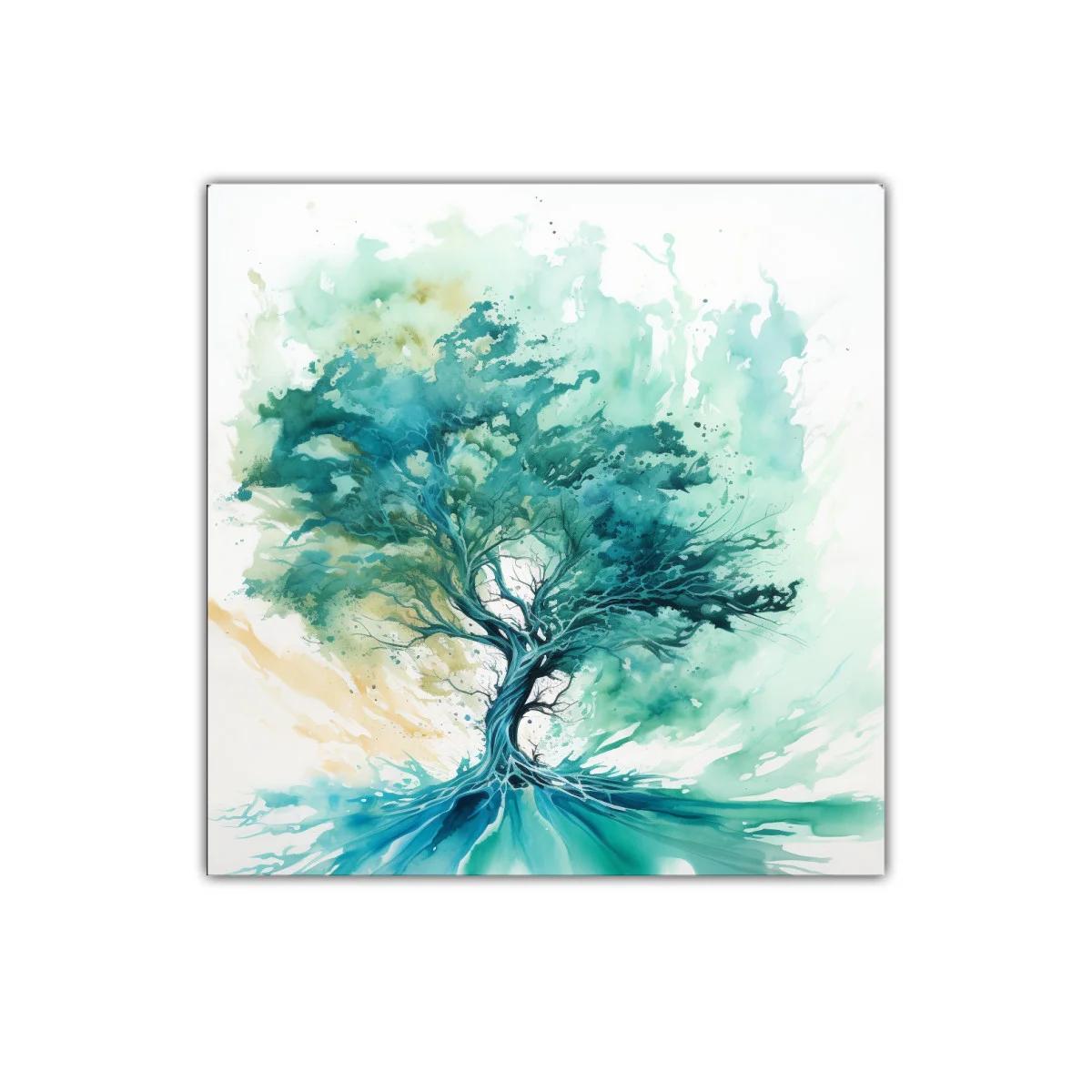 Árbol abstracto con tonos verdes y azules en movimiento — imagen principal