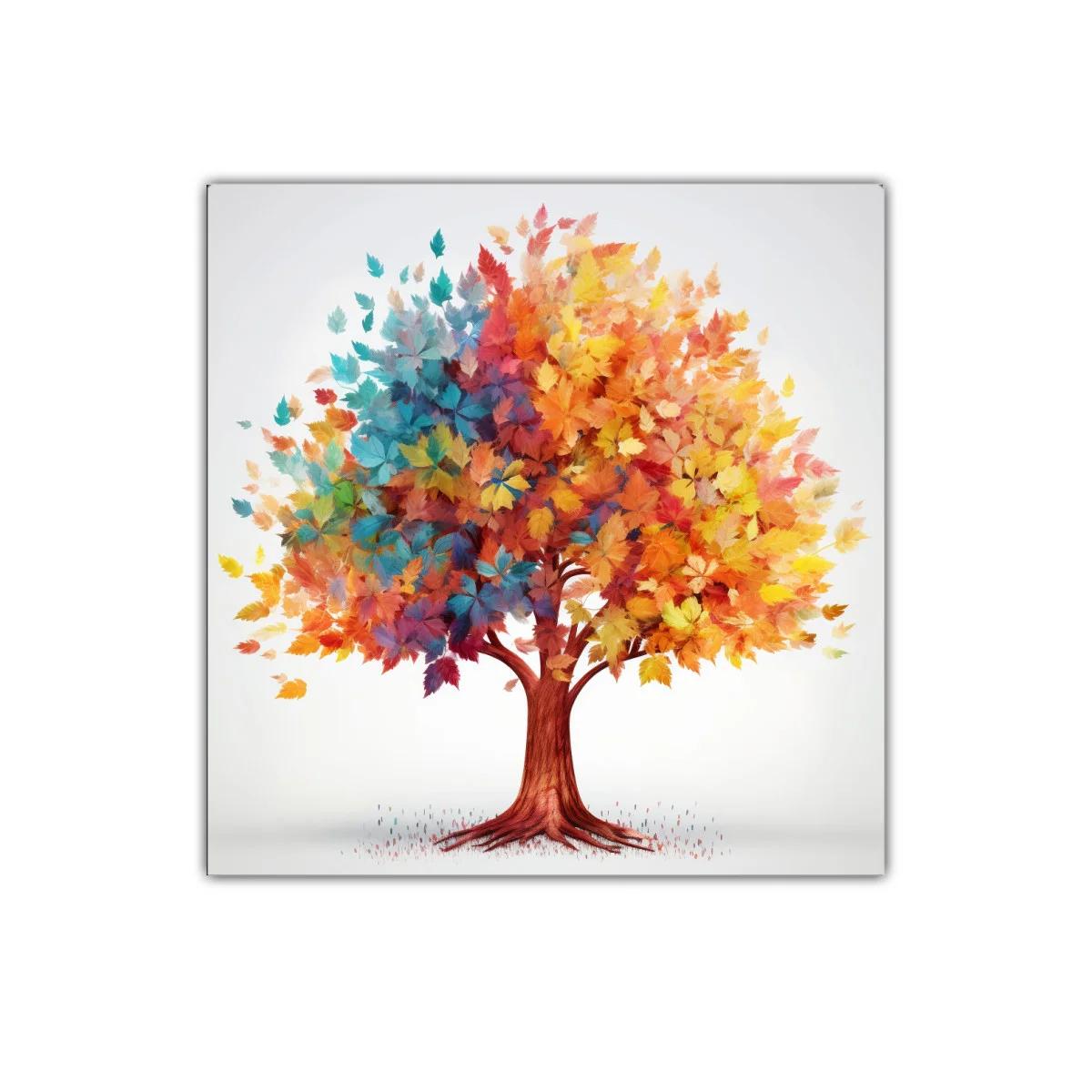 Árbol con hojas multicolores en tonos cálidos y fríos — imagen principal