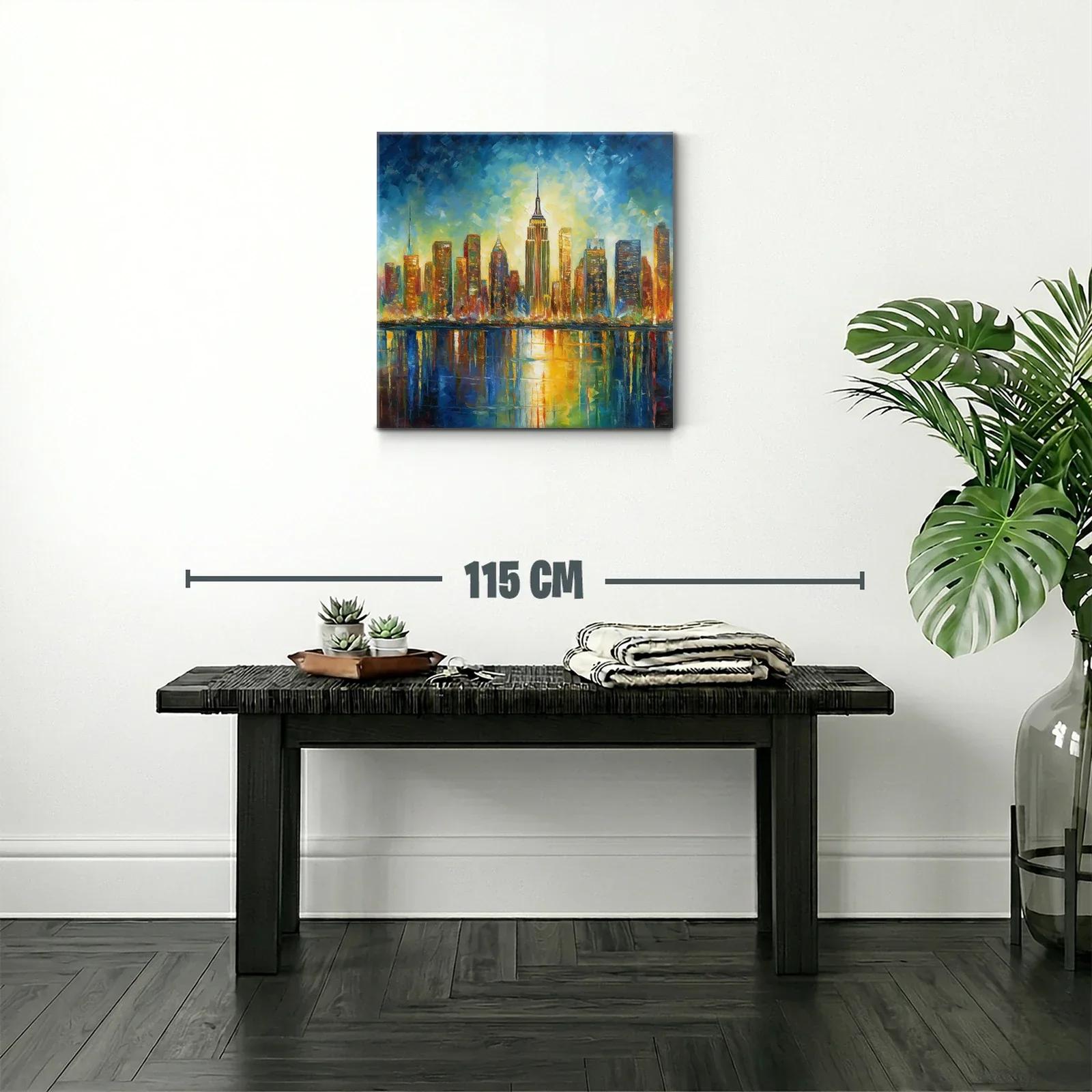Atardecer vibrante sobre skyline urbano reflejado en el agua — miniatura 2