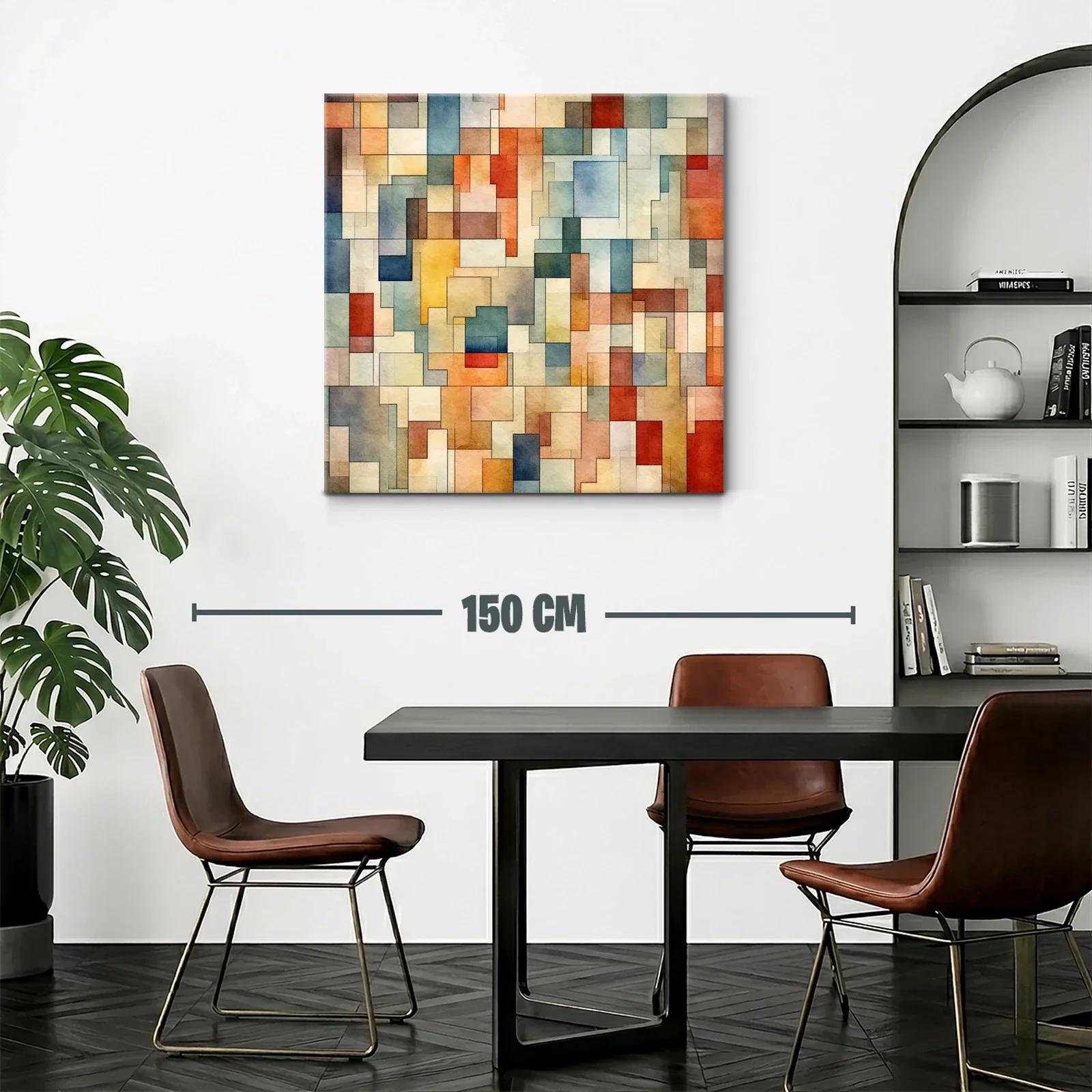 Composición abstracta con bloques en tonos cálidos y fríos — miniatura 2