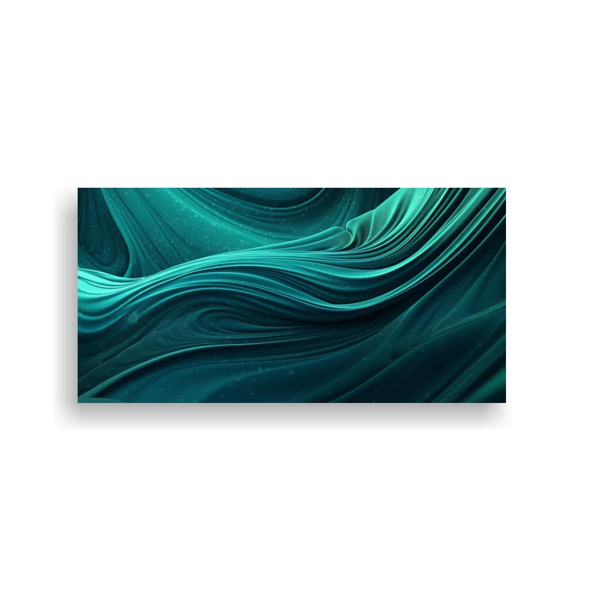 Cuadro ondas fluidas turquesa con pliegues brillantes — imagen principal
