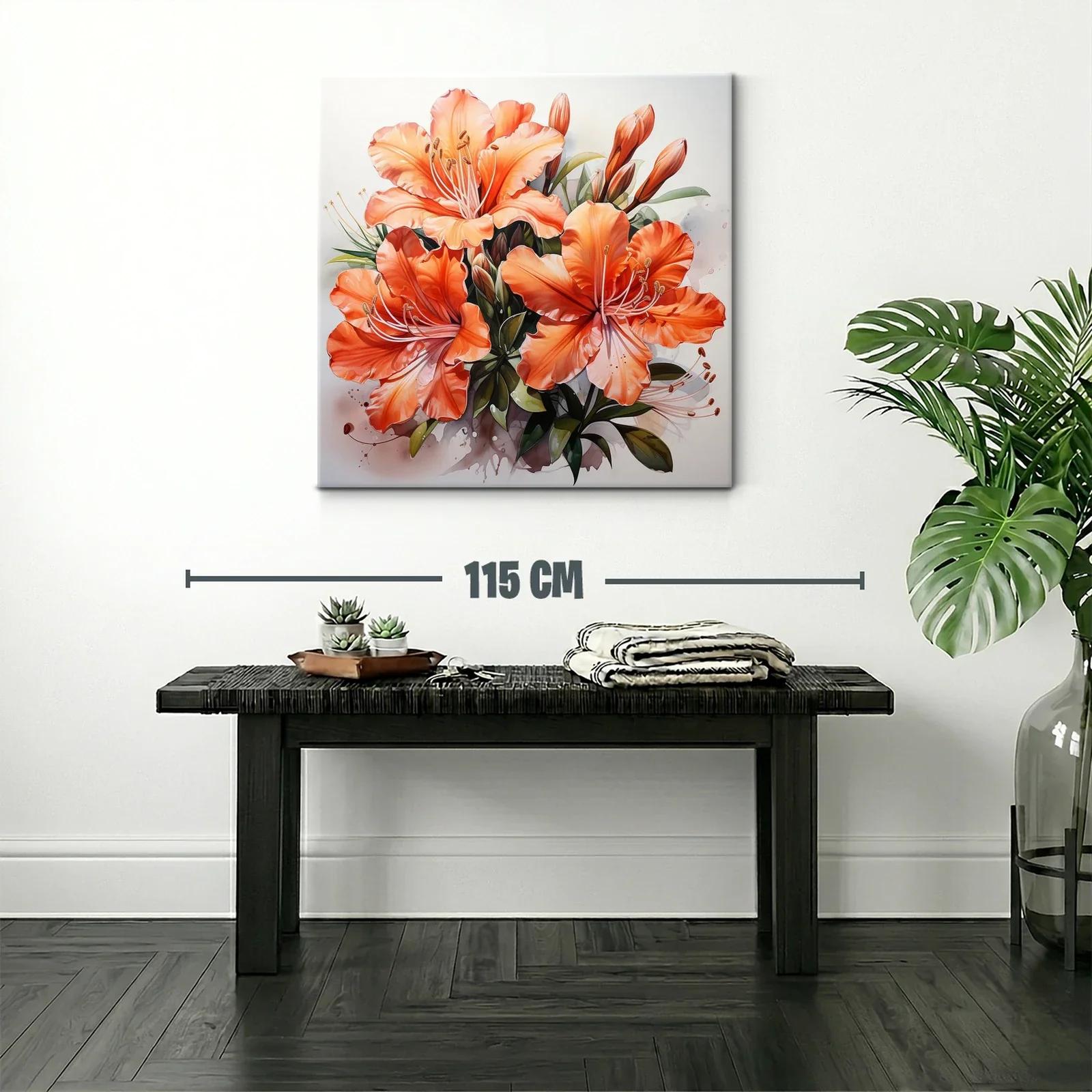 Impactante cuadro de flores naranja brillante — miniatura 2